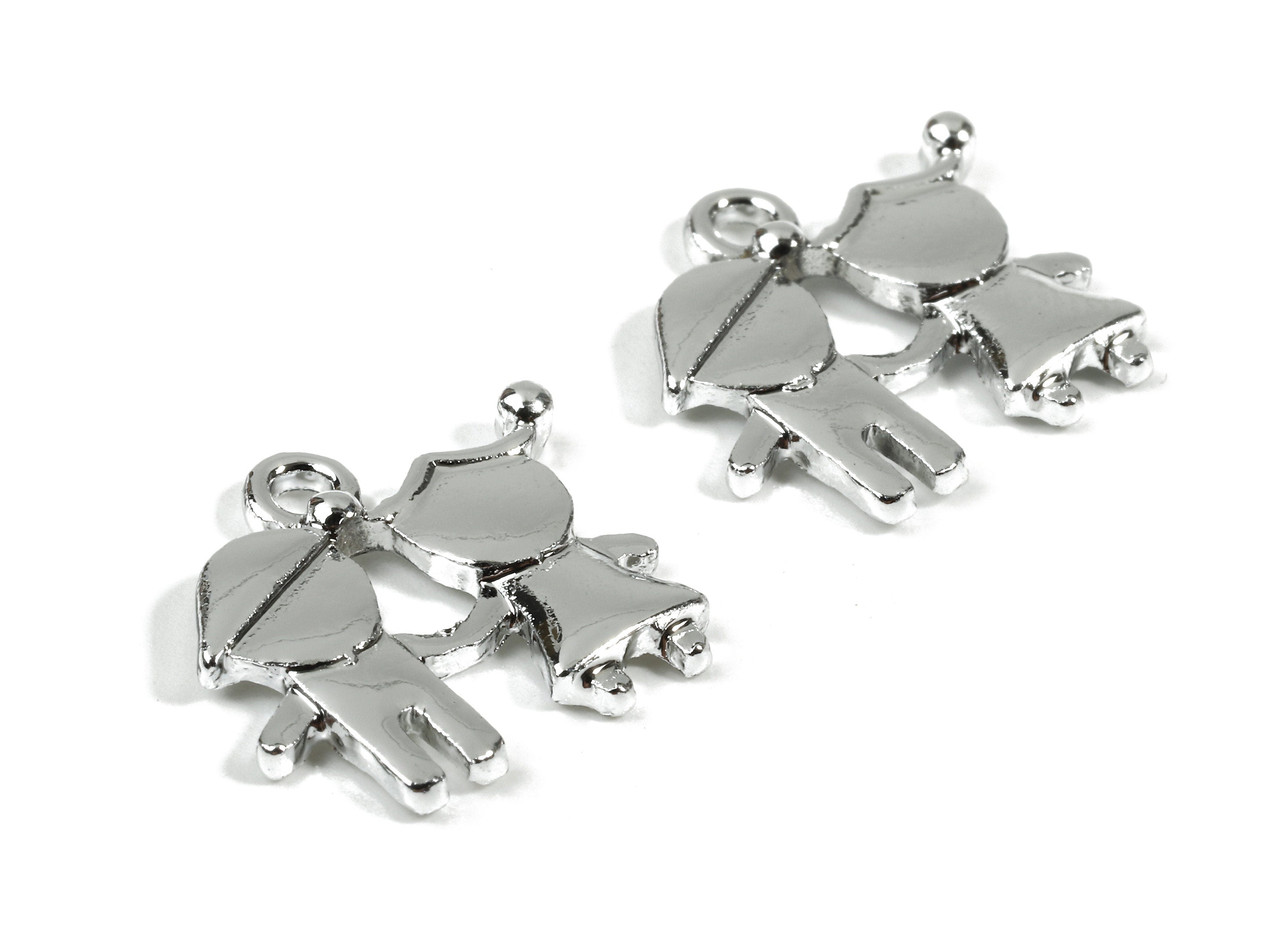 Alloy Kids Charms - Zinc Alloy Kids Earrings and Pendant - Silver Tone Plated - Earrings Finding - 15.65x14.9x1.74mm - ZZ1517 - DOMEDBAZAAR