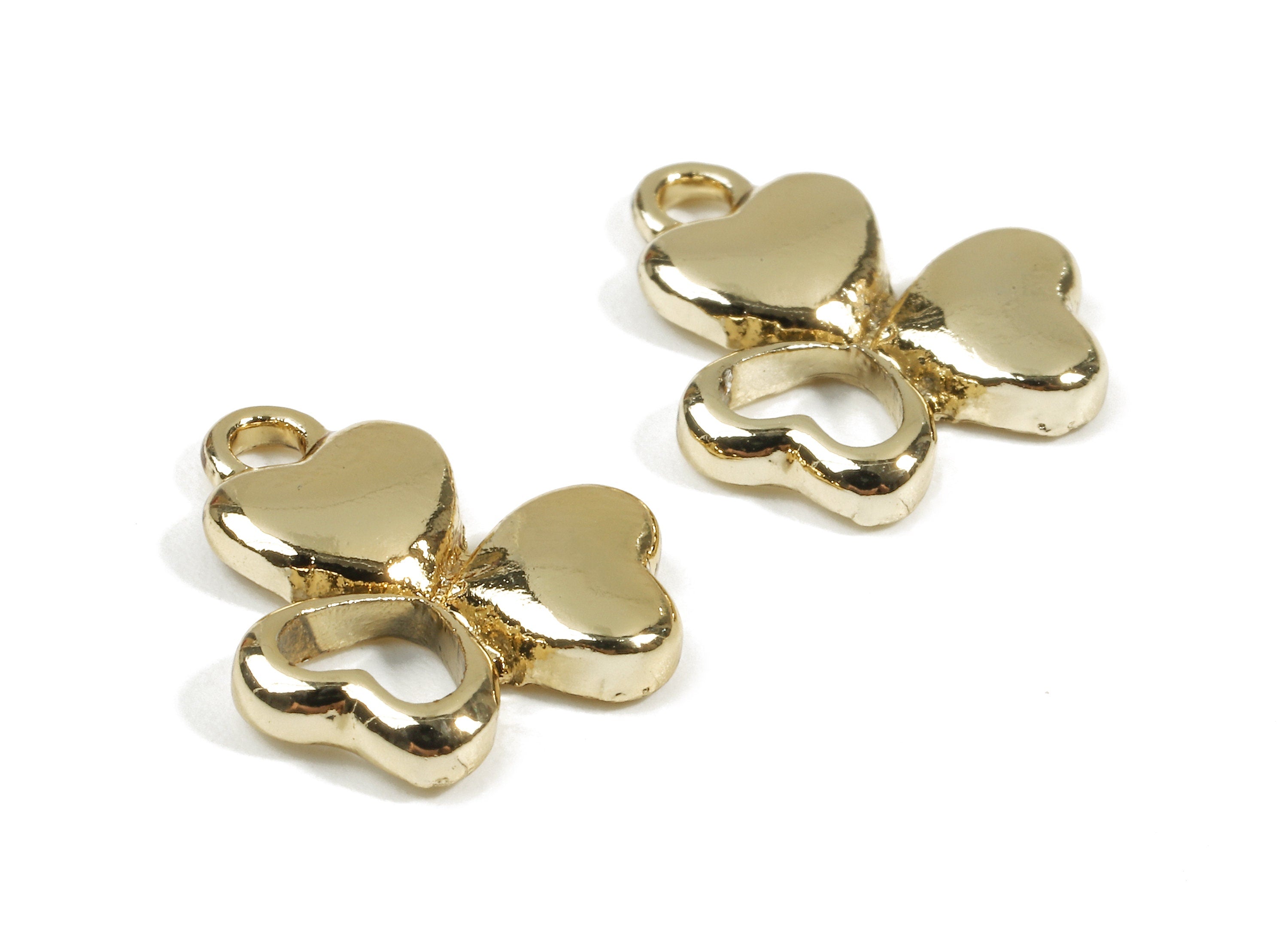 Alloy Clover Charms - Zinc Alloy Clover Earrings and Pendant - Gold Tone Plated - Earrings Finding - 15.55x12.88x2.39mm - ZZ1518 - DOMEDBAZAAR