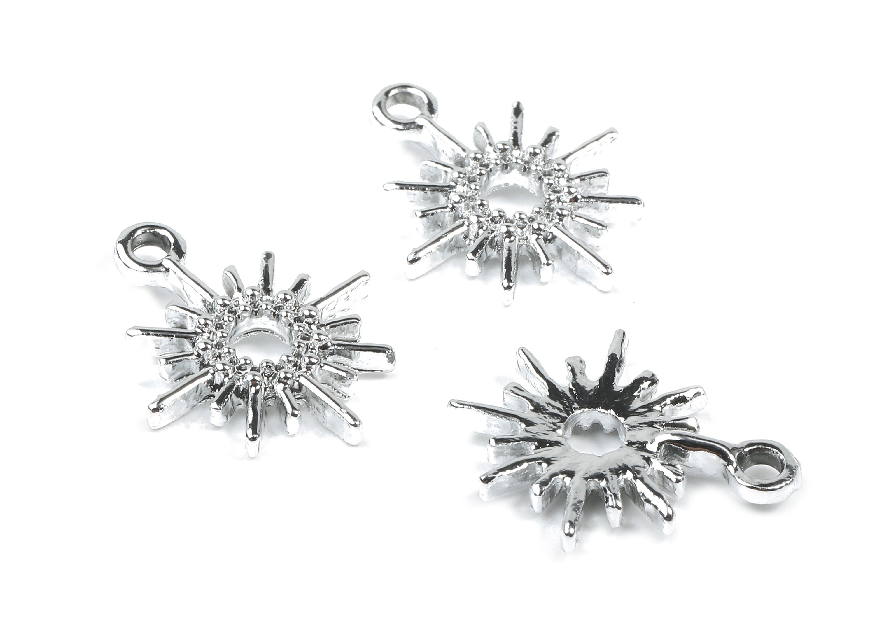 Alloy Sun Charms - Zinc Alloy Sun Earrings - Alloy Sun Pendant - Silver Tone Plated -  18.2x15.12x2.07mm - ZZ1485 - DOMEDBAZAAR