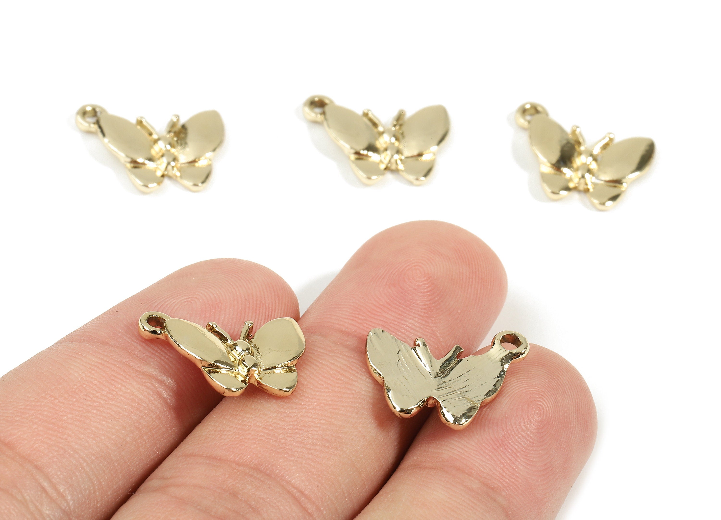 Alloy Butterfly Charms - Zinc Alloy Butterfly Earrings and Pendant - Gold Tone Plated - Earrings Finding - 16.2x13.73x1.9mm - ZZ1520 - DOMEDBAZAAR