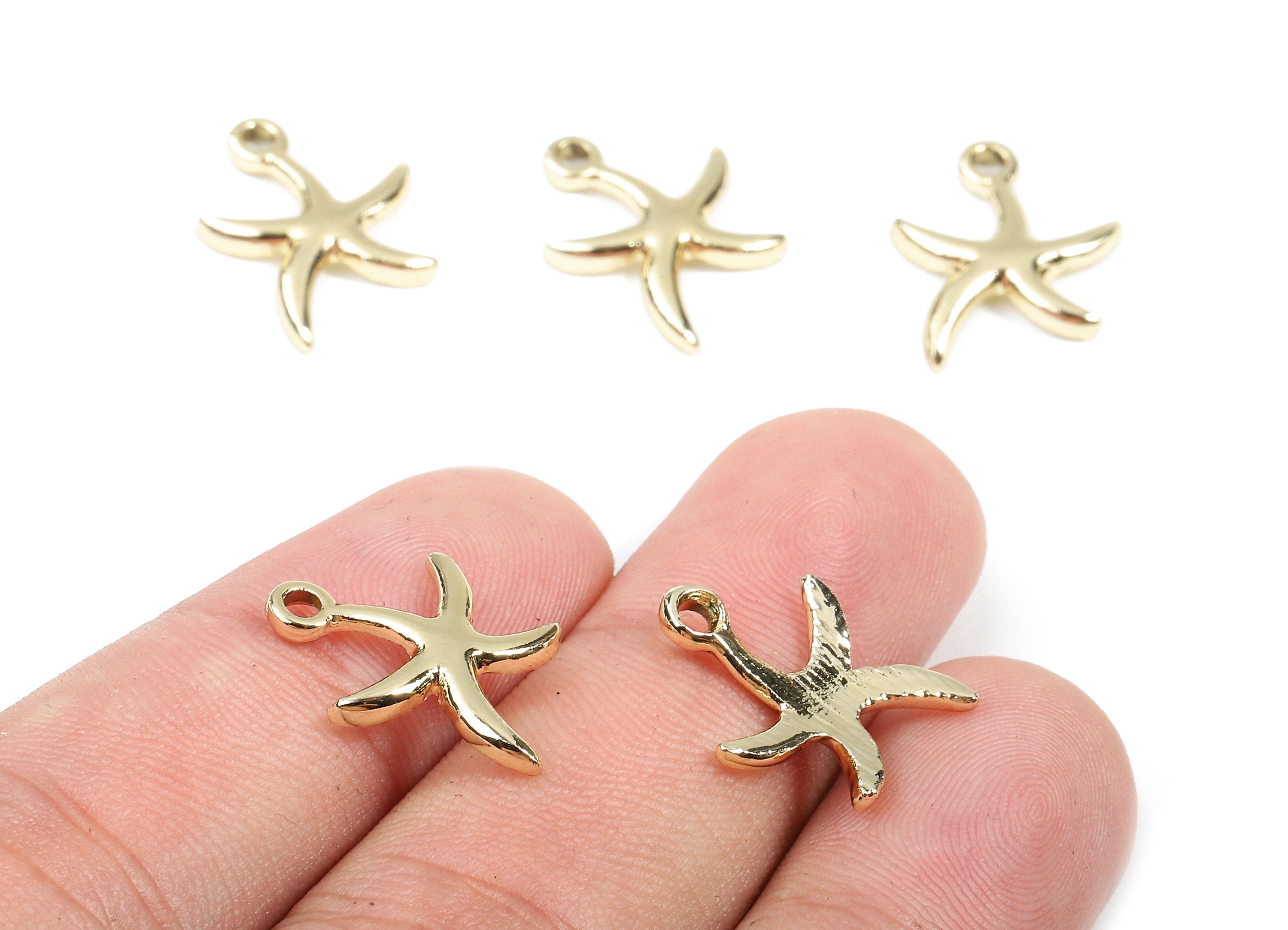 Alloy Starfish Charms - Zinc Alloy Starfish Earrings and Pendant - Gold Tone Plated - 16.25x13.81x1.85mm - ZZ1480 - DOMEDBAZAAR