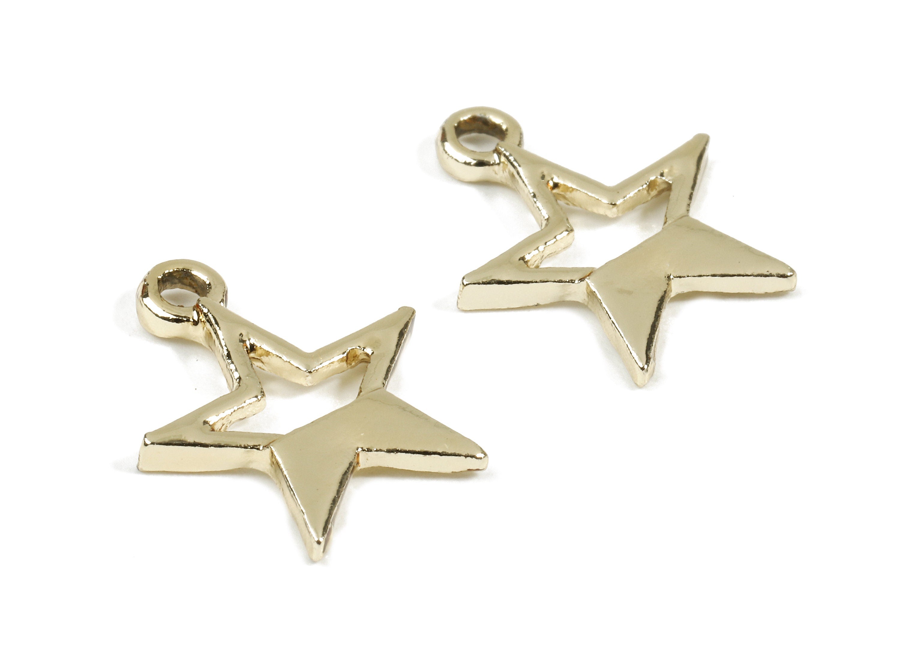 Alloy Star Charms - Zinc Alloy Star Earrings and Pendant - Gold Tone Plated - Earrings Finding - 16.83x13.82x1.55mm - ZZ1524 - DOMEDBAZAAR
