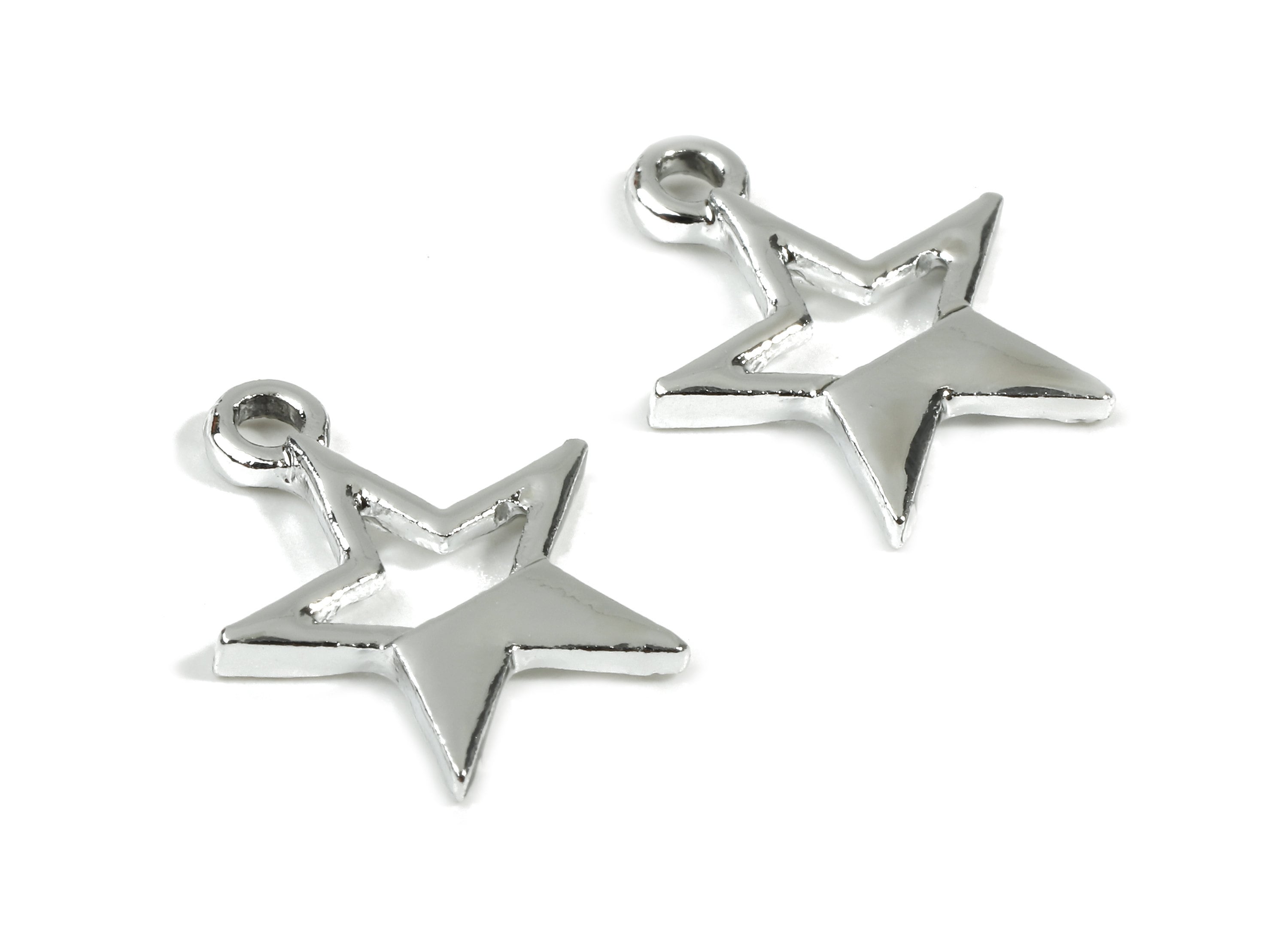 Alloy Star Charms - Zinc Alloy Star Earrings and Pendant - Silver Tone Plated - Earrings Finding - 16.83x13.82x1.55mm - ZZ1525 - DOMEDBAZAAR