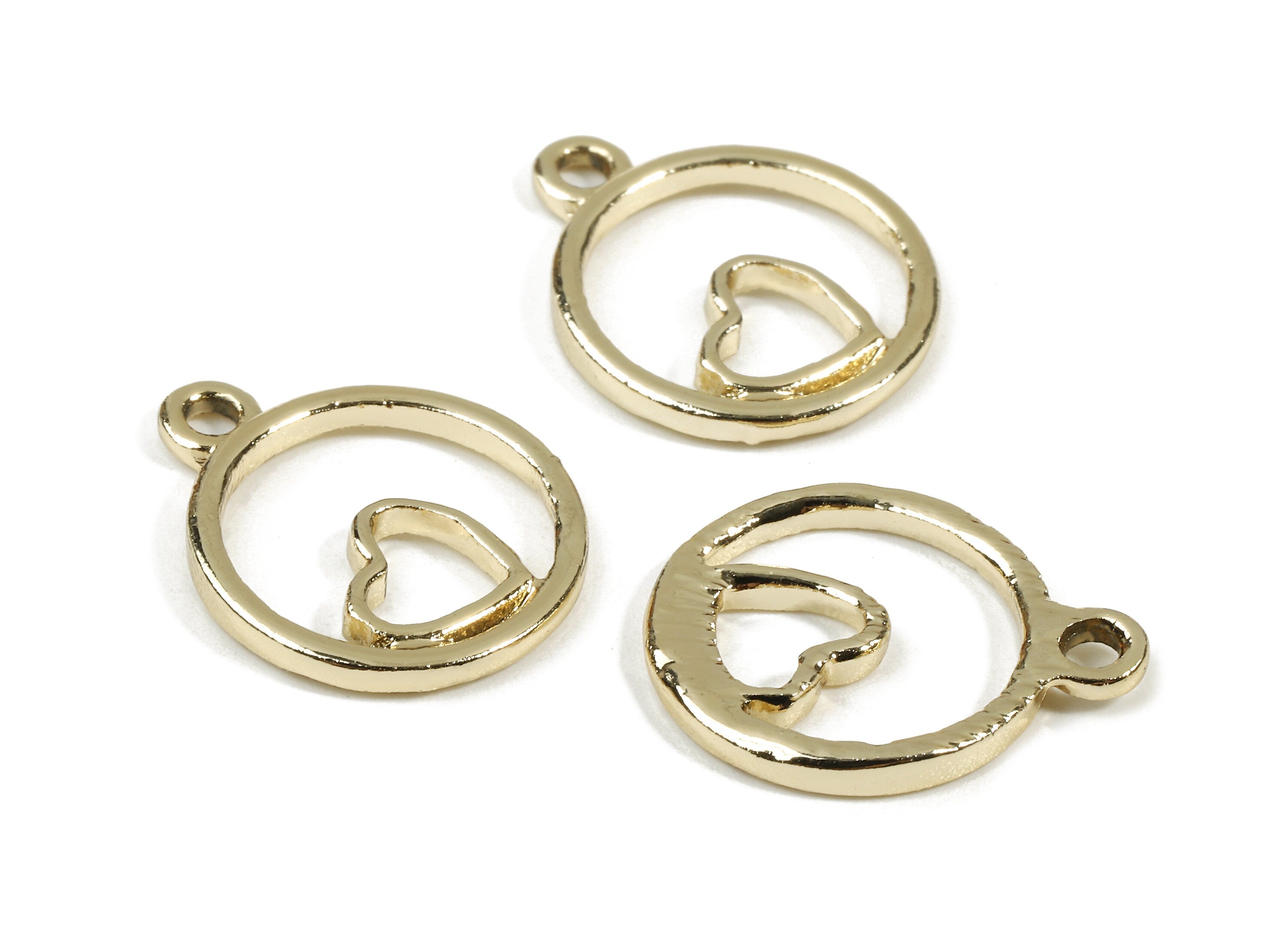 Alloy Heart Charms - Zinc Alloy Heart Earrings and Pendant - Gold Tone Plated - Earrings Finding - 17.87x14.57x1.91mm - ZZ1526 - DOMEDBAZAAR