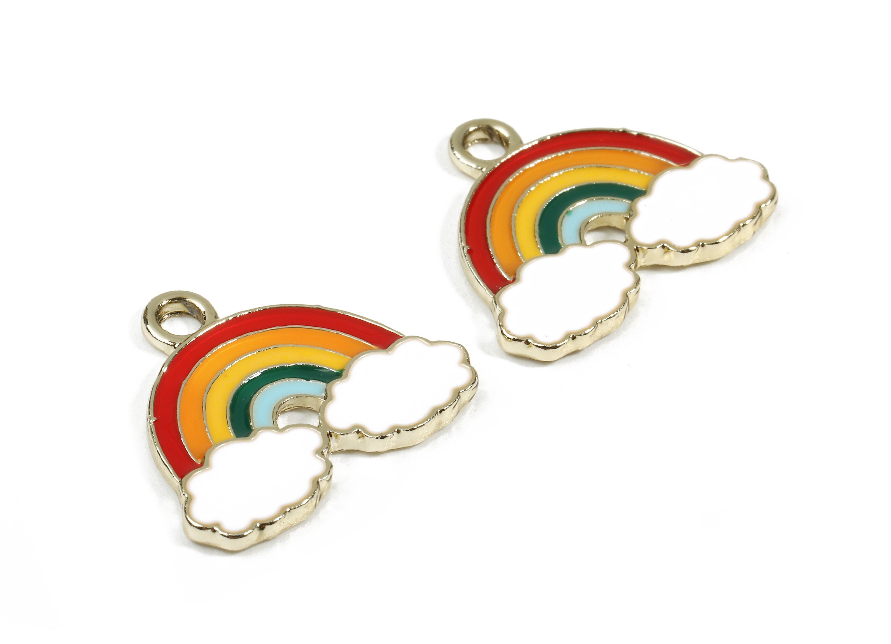 Alloy Rainbow Charms - Zinc Alloy Rainbow Earrings and Pendant - Enamel Pendant - Gold Tone Plated - 21.05x17.61x2.03mm - ZZ1540 - DOMEDBAZAAR