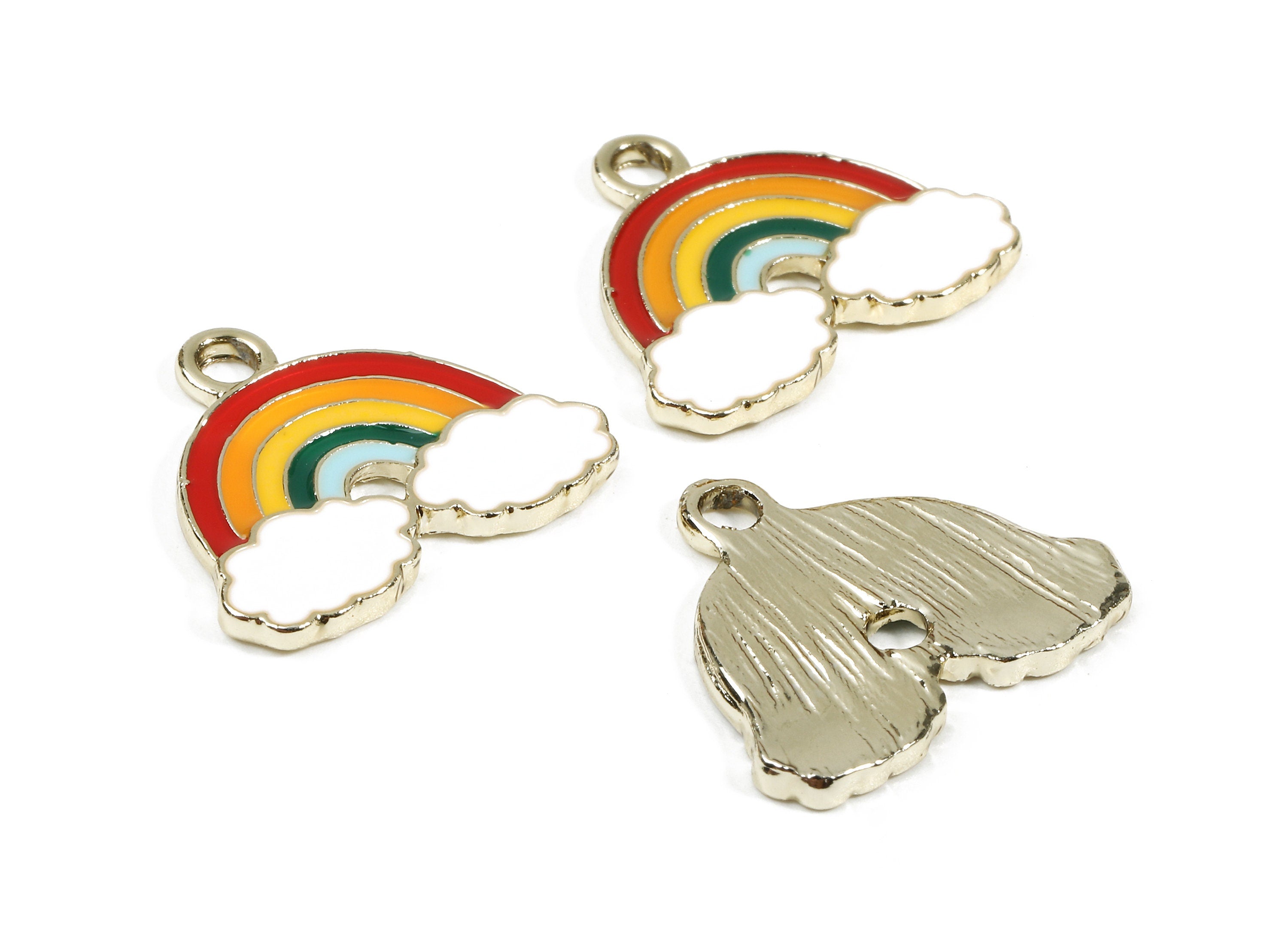 Alloy Rainbow Charms - Zinc Alloy Rainbow Earrings and Pendant - Enamel Pendant - Gold Tone Plated - 21.05x17.61x2.03mm - ZZ1540 - DOMEDBAZAAR