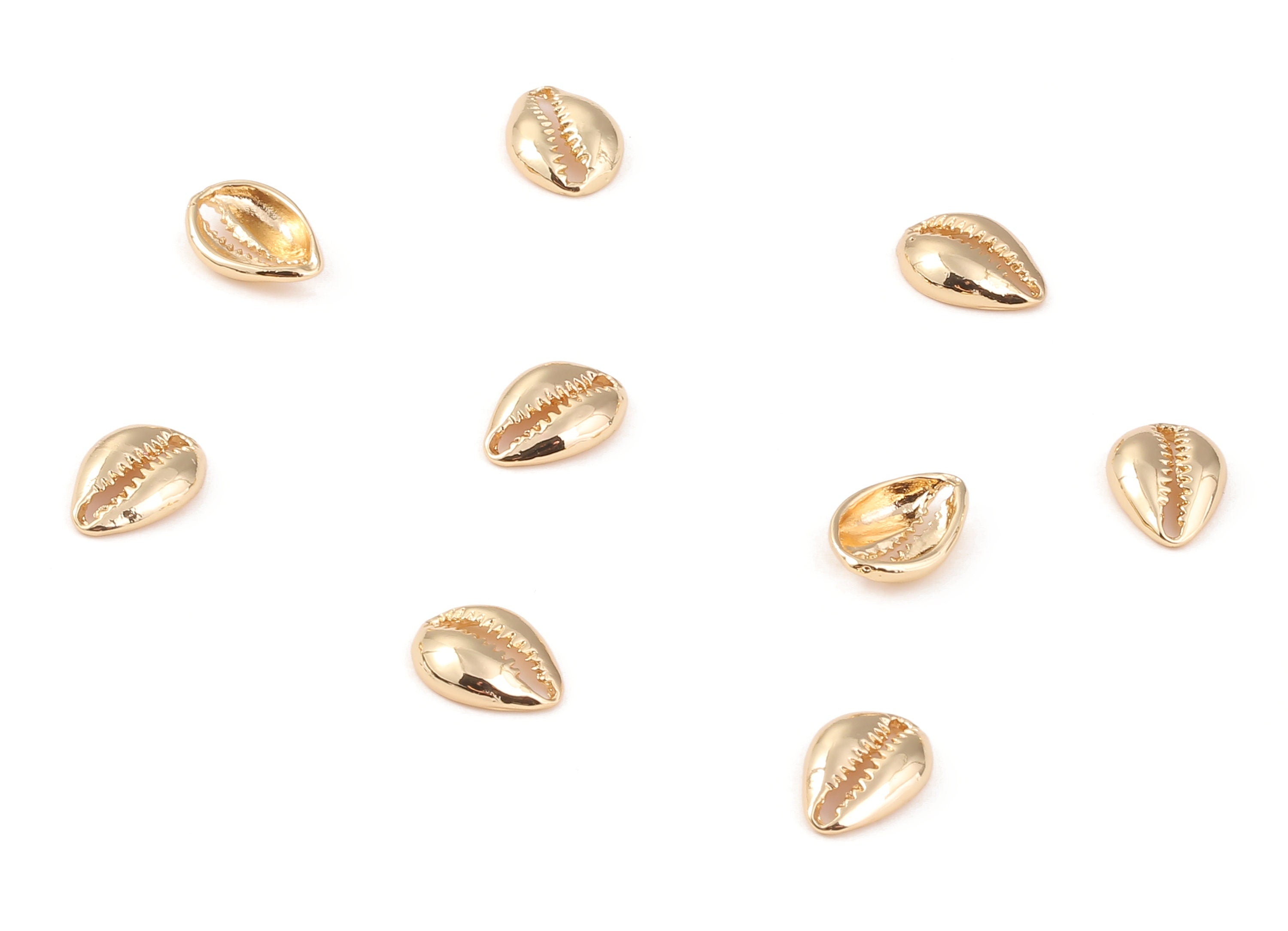 Brass Open Cowrie Charms - Brass Cut Open Seashell Pendant - 18K Real Gold Plated Brass - Jewelry Supplies - 12.81x9.06x1.08mm - RGP1227 - DOMEDBAZAAR