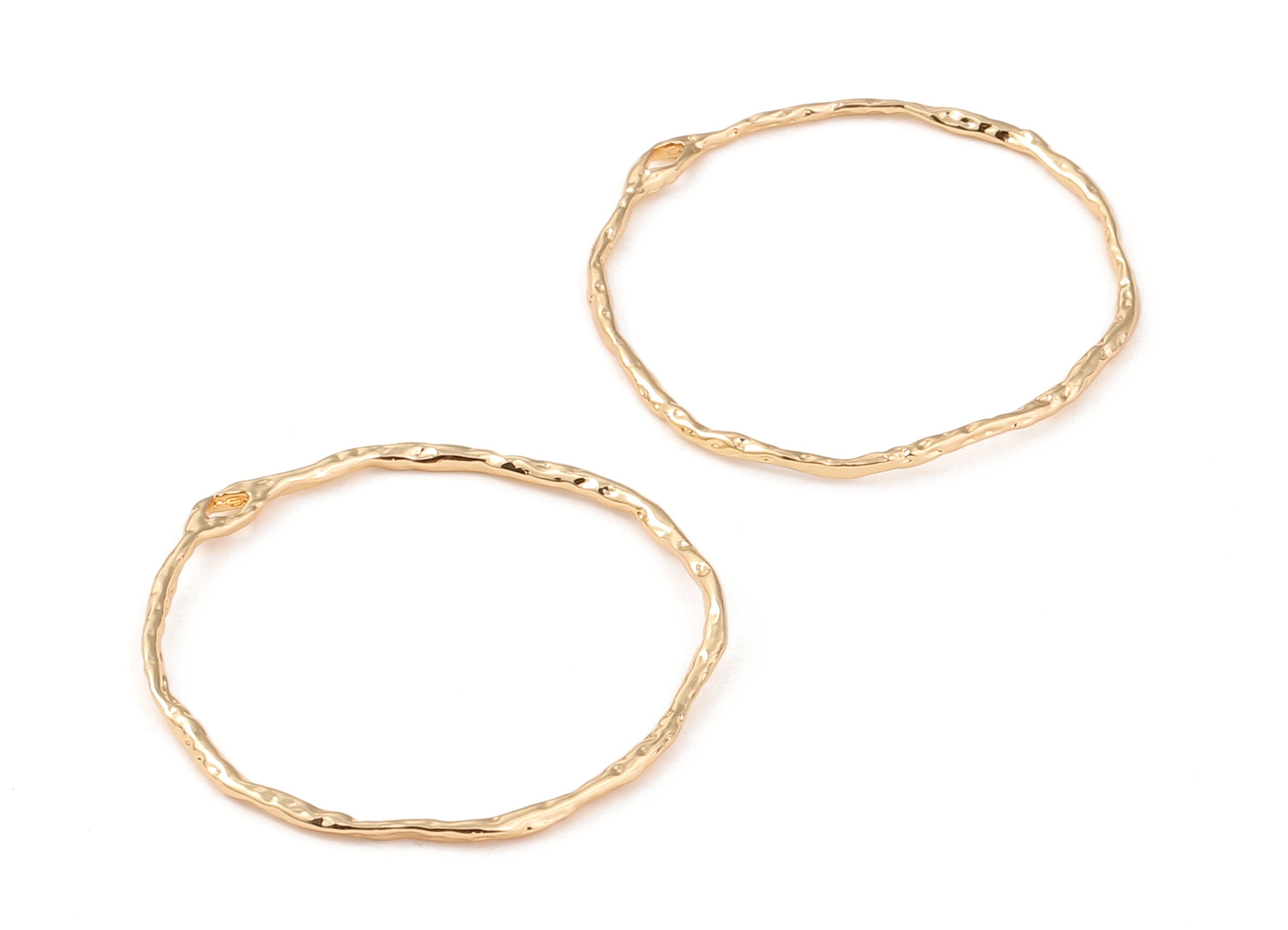 Brass Hoop Earring Charms - Brass Round Earring Pendant - 18K Real Gold Plated Brass - Jewelry Supplies - 33.54x33.27x0.99mm - RGP1198 - DOMEDBAZAAR