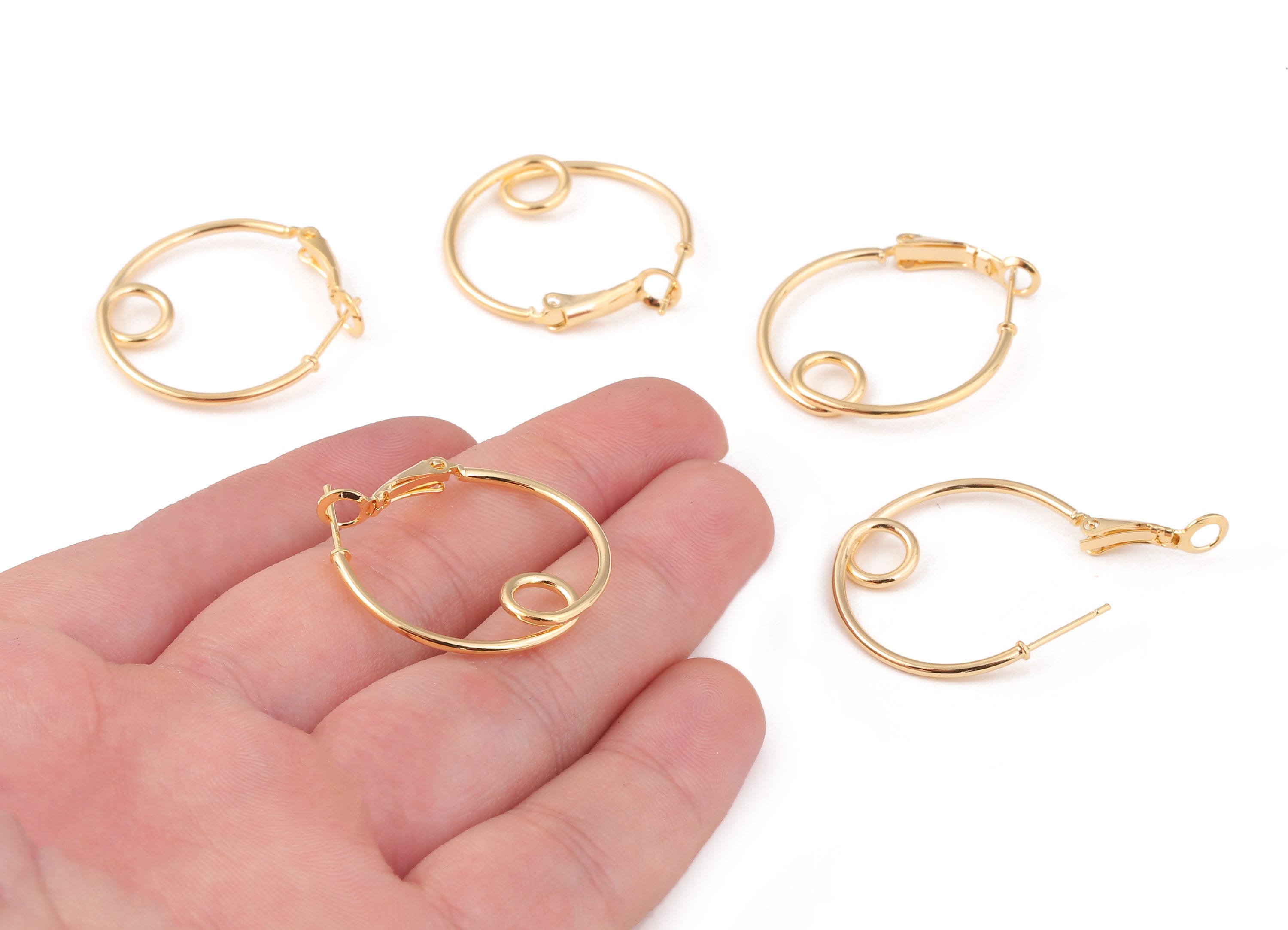 Brass Round Earring Clasp - Brass Round Ear Wire - 18K Real Gold Plated Brass - Jewelry Supplies - 31.92x28.83x1.54mm - RGP1188 - DOMEDBAZAAR