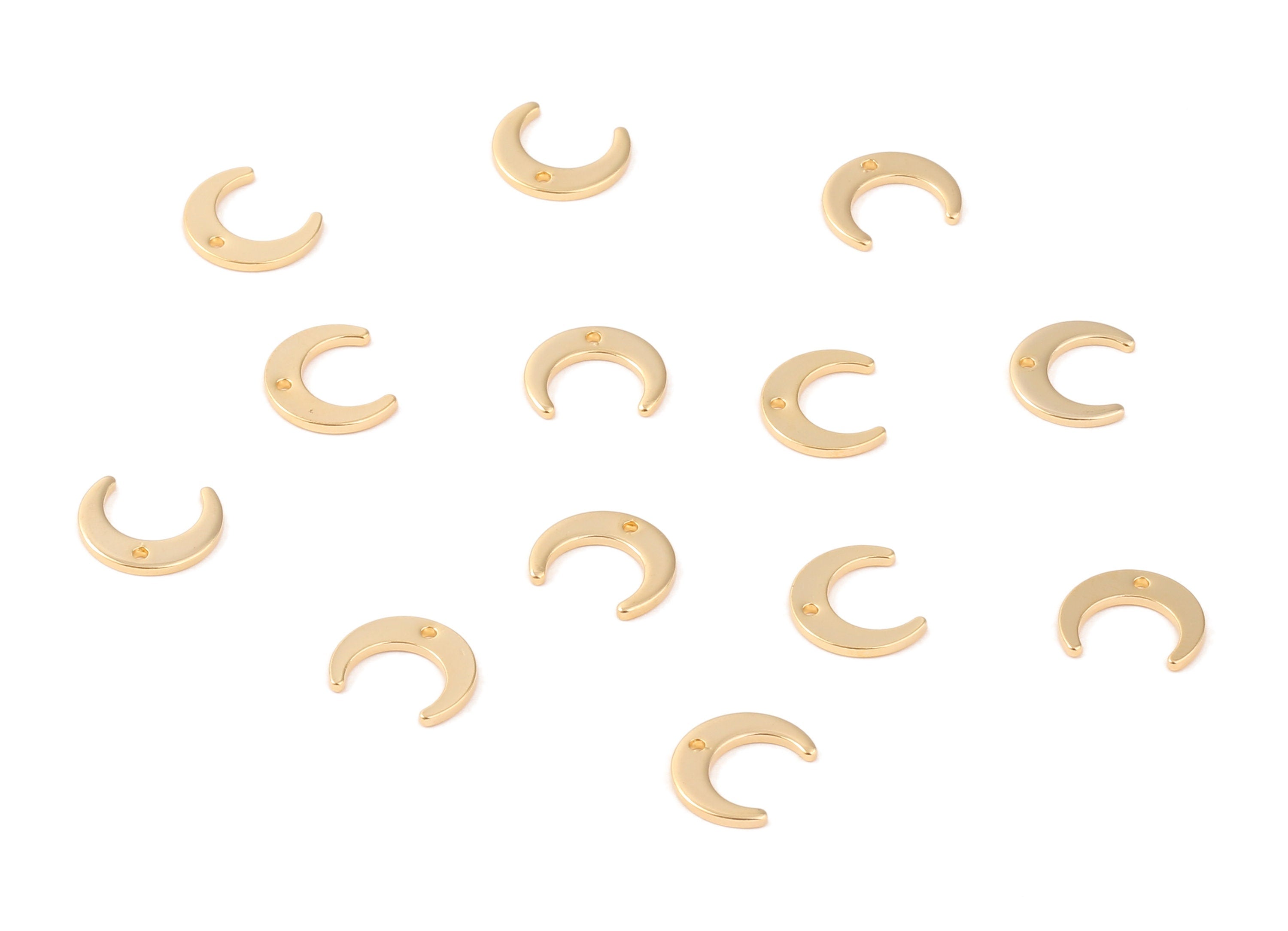 Brass Moon Earring Charms - Brass Moon Earring Pendant - 18K Real Gold Plated Brass - Jewelry Supplies - 11.28x9.4x1.08mm - RGP1067 - DOMEDBAZAAR