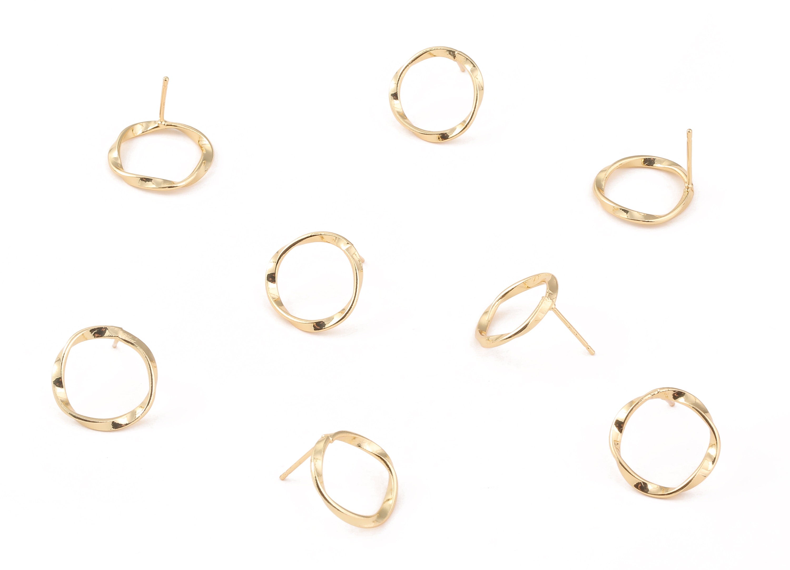 Brass Round Earring Posts - Brass Round Earring Wire Stud - 18K Real Gold Plated Brass Stud - Jewelry Supplies - 15.71x15.71x1.2mm - RGP1216 - DOMEDBAZAAR