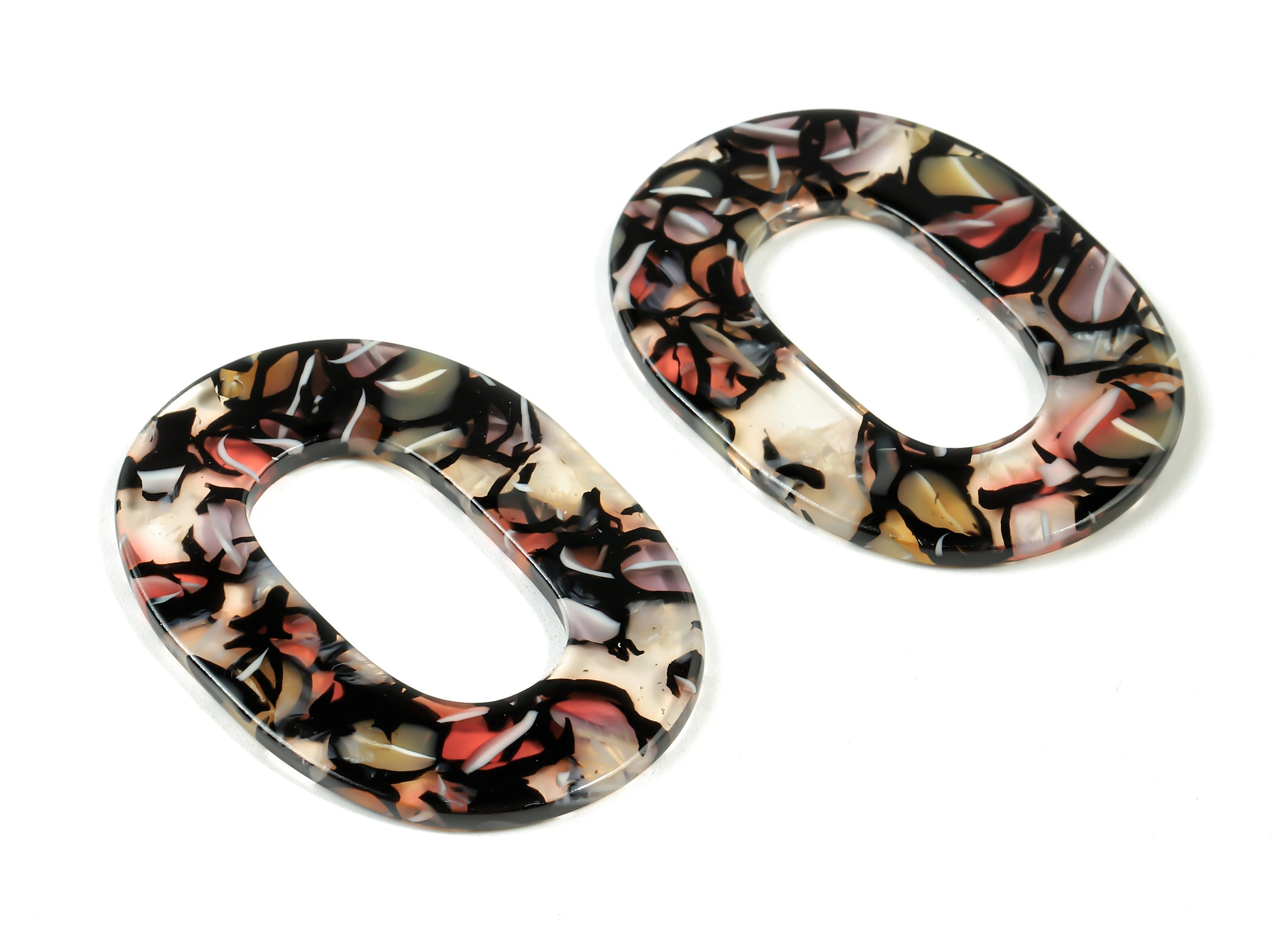 Acetate Oval Charms - Oval Earrings and Pendant - Earring Findings - Jewelry Supplies - Color Code: A343 - 46.78x34.26x2.54mm - AC1065-A343 - DOMEDBAZAAR