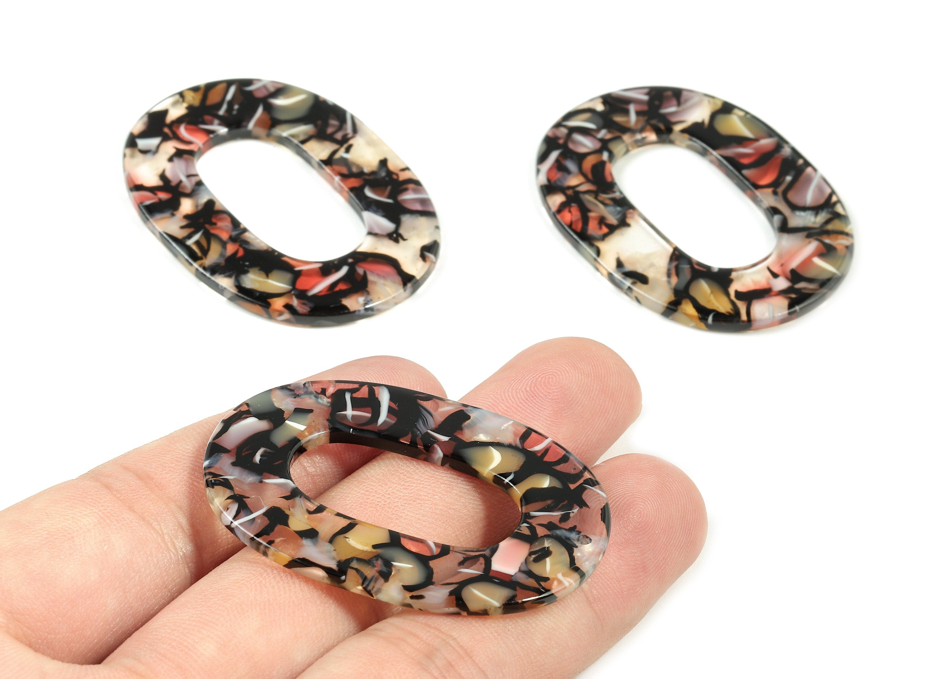 Acetate Oval Charms - Oval Earrings and Pendant - Earring Findings - Jewelry Supplies - Color Code: A343 - 46.78x34.26x2.54mm - AC1065-A343 - DOMEDBAZAAR