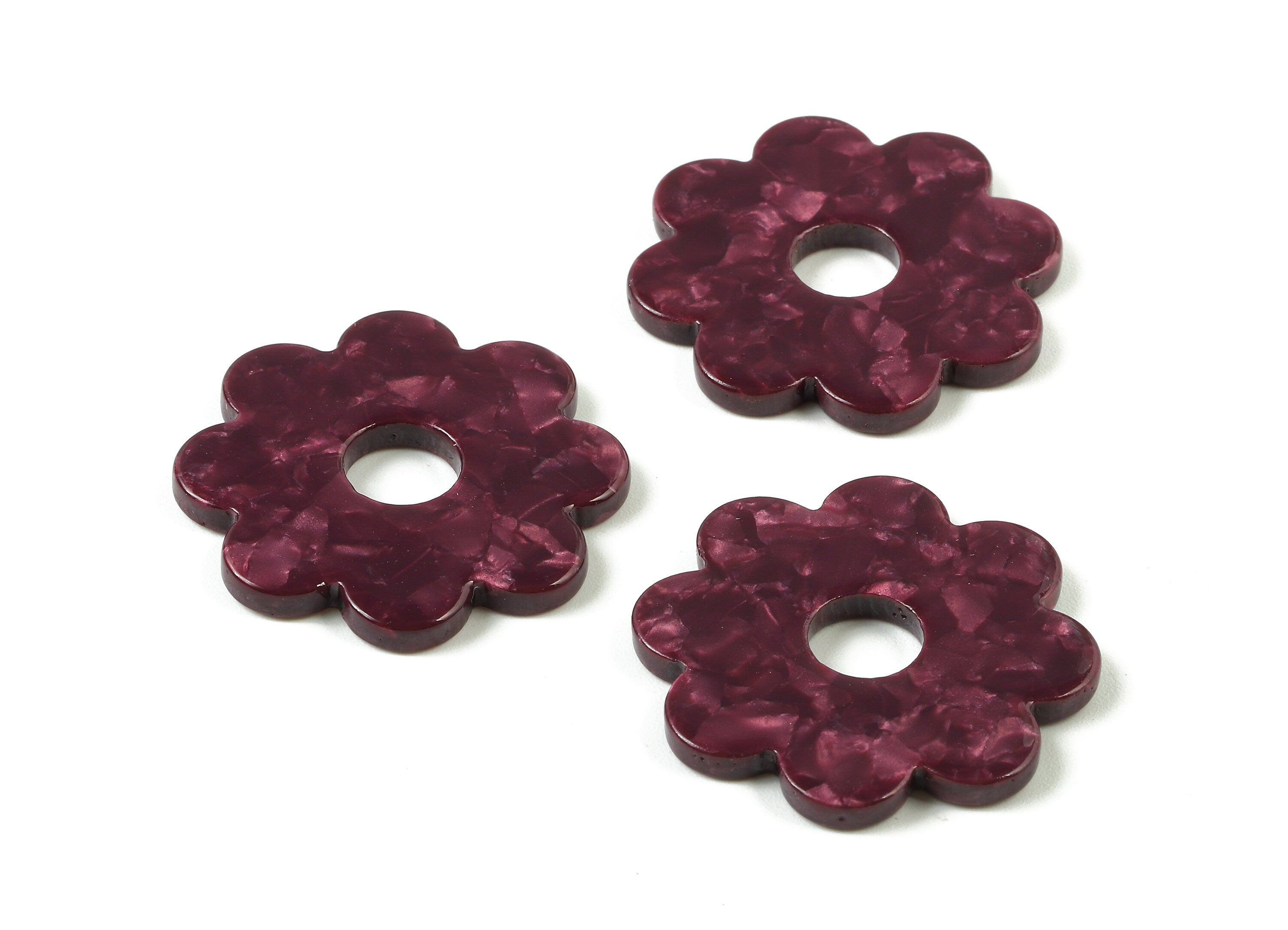 Acetate Flower Charms - Flower Earrings and Pendant - Earring Findings - Jewelry Supplys - Color Code: A409 - 28.8x28.8x2.61mm - AC1753-A407 - DOMEDBAZAAR
