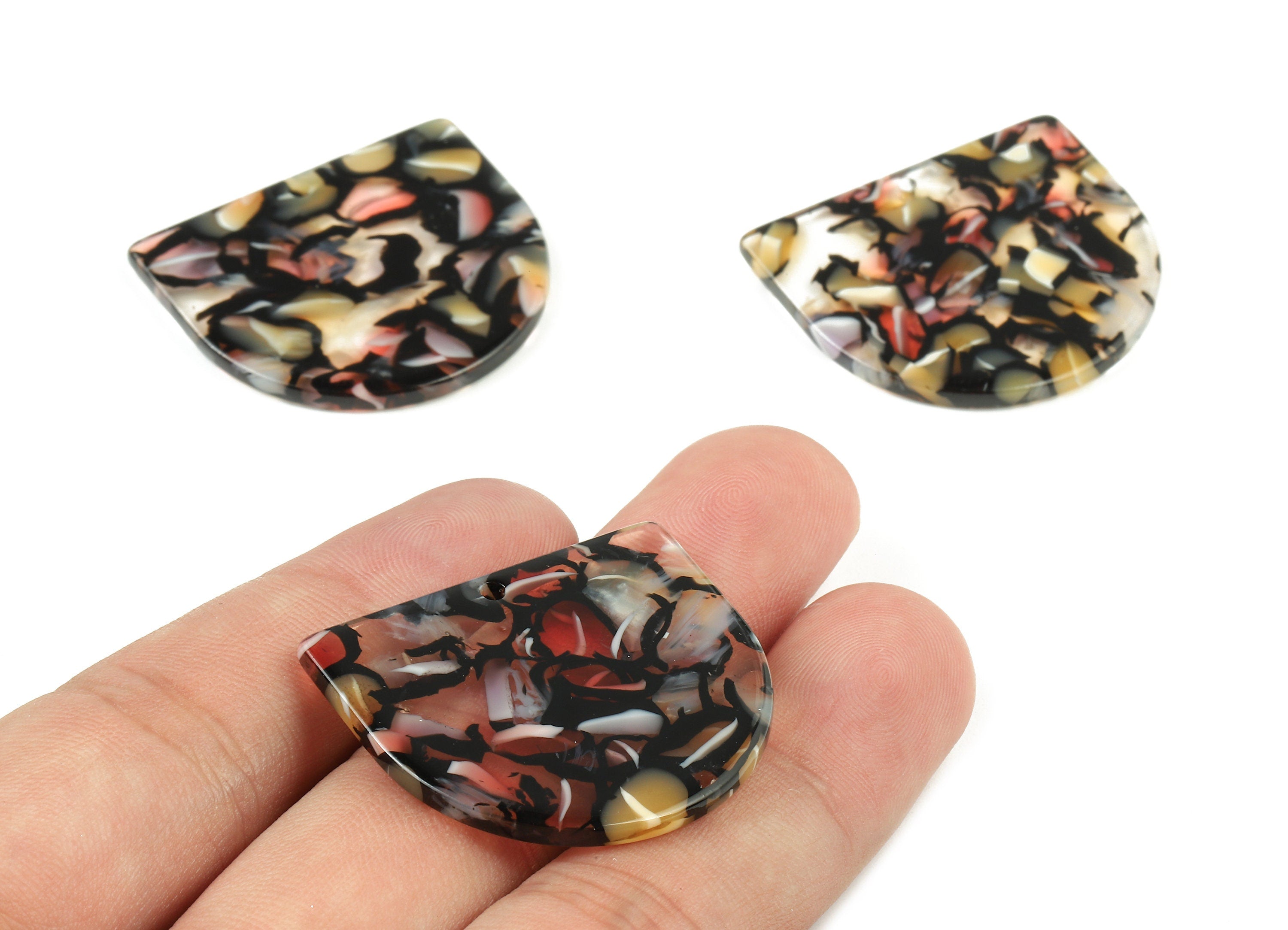 Acetate D Charms - D Earrings and Pendant - 1 Hole - Earring Findings - Jewelry Supplies - Color Code:A343 - 29.19x33.36x2.6mm - AC1094-A343 - DOMEDBAZAAR