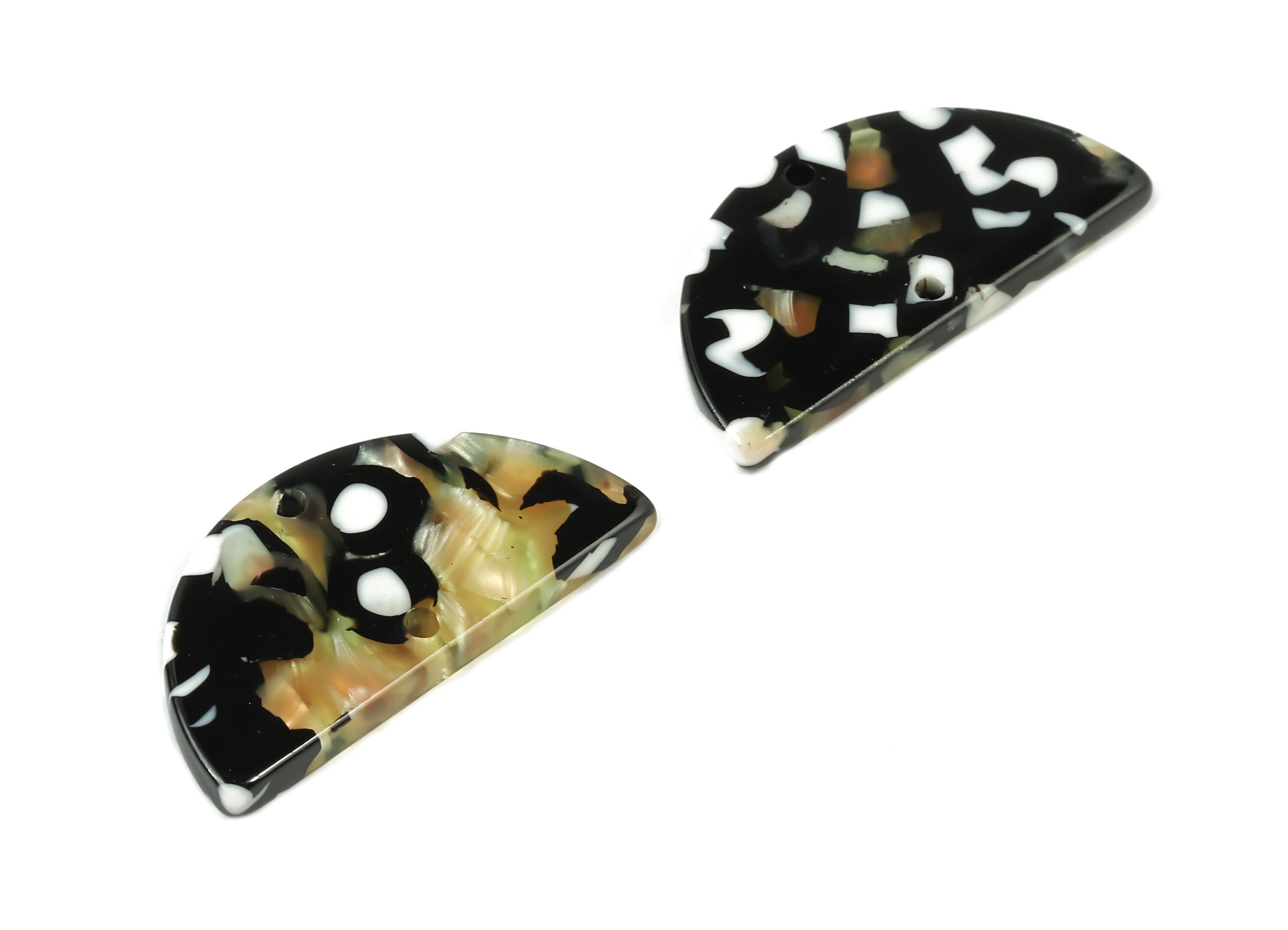 Acetate Semicircle Connectors - Half Moon Earrings - Acetate Pendant - 2 Holes - Color Code:A193 - 29.54x14.96x2.64mm - AC1061-A193 - DOMEDBAZAAR