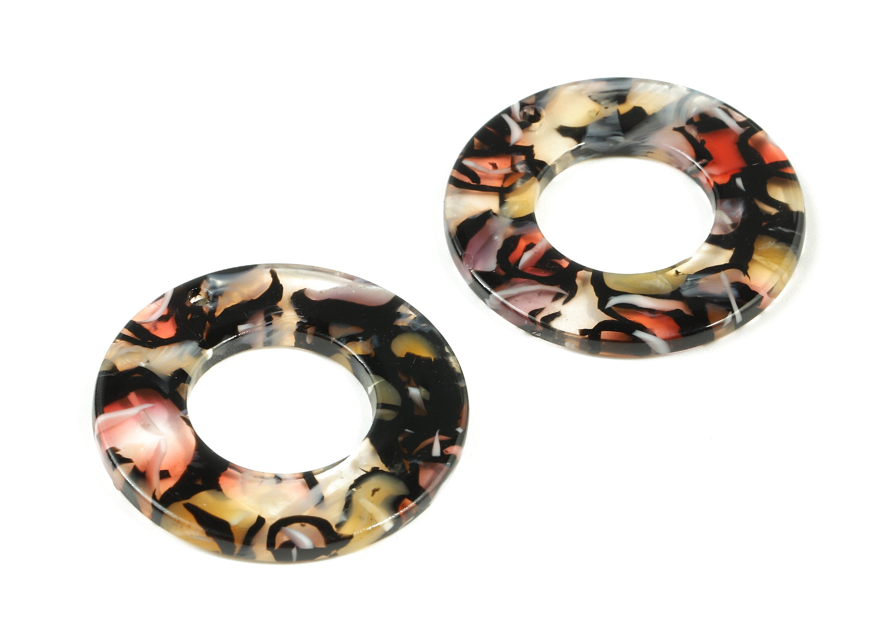 Acetate Circle Charms - Circle Earrings & Pendant - Earring Findings - Color Code: A343 - 30.62x30.62x2.61mm - AC1755-A343 - DOMEDBAZAAR