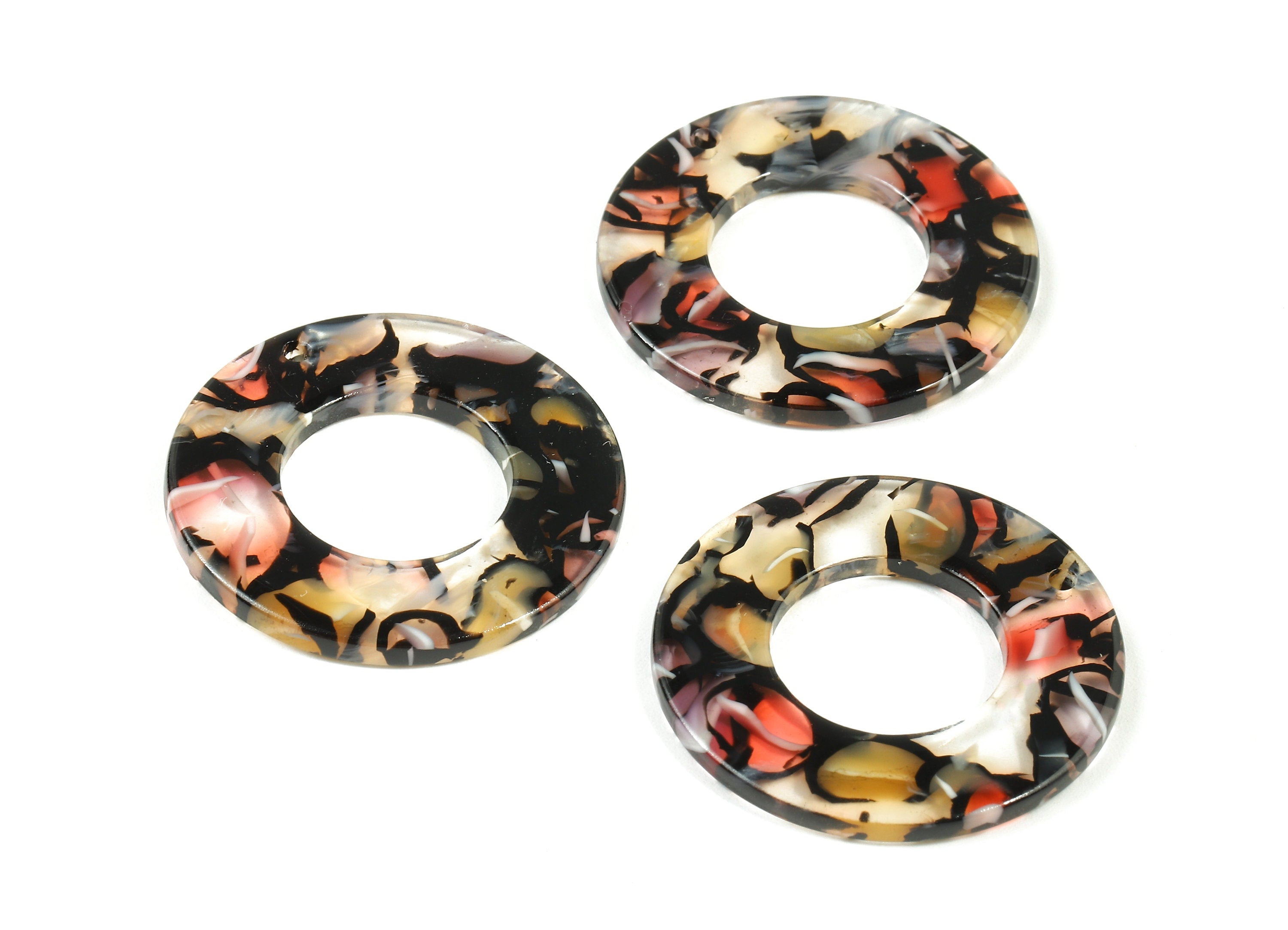 Acetate Circle Charms - Circle Earrings & Pendant - Earring Findings - Color Code: A343 - 30.62x30.62x2.61mm - AC1755-A343 - DOMEDBAZAAR