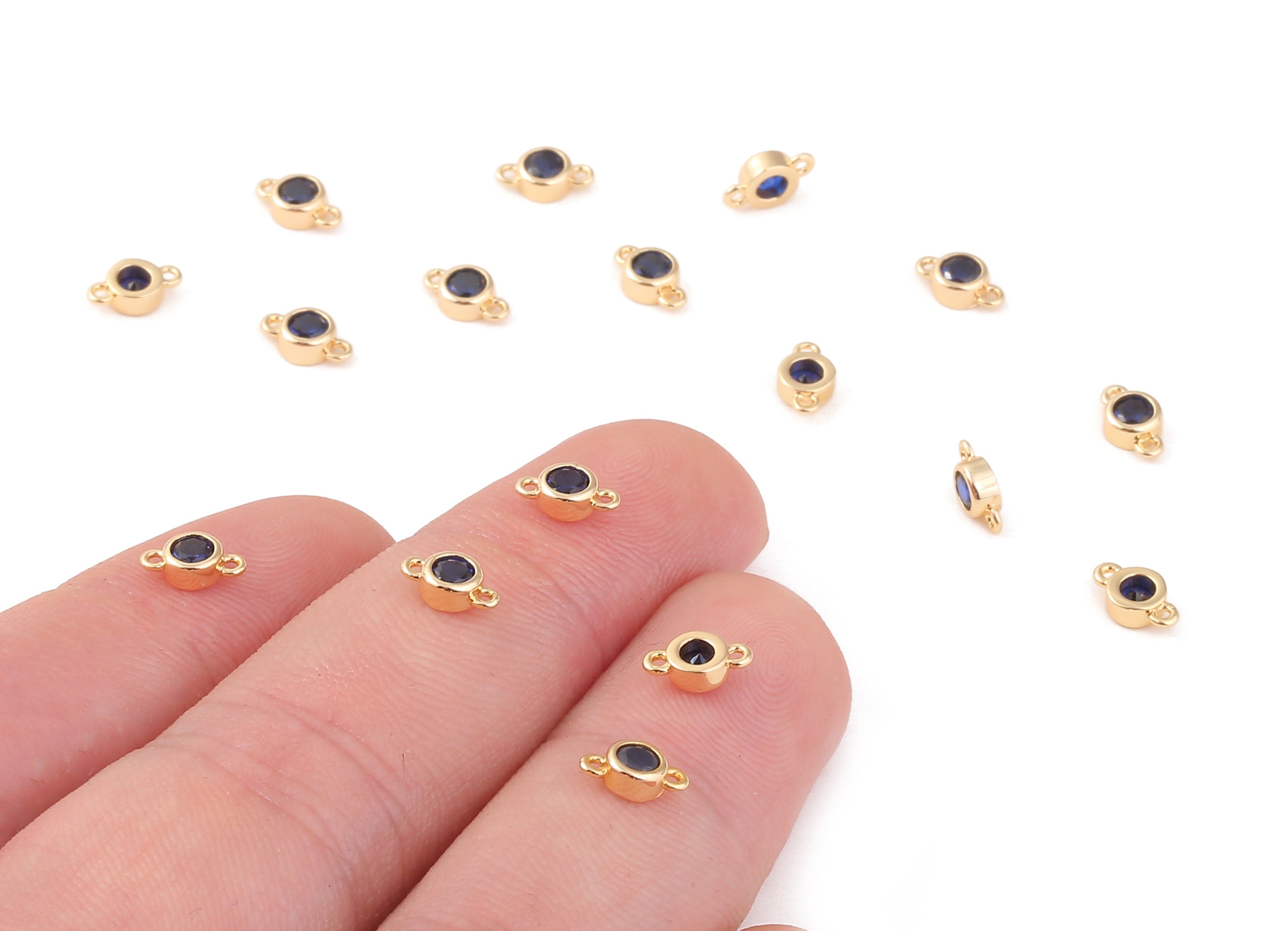 Brass Mini Round Connector Earring Charms - Zircon Mini Round Connector Pendant - 18K Real Gold Plated Brass - 7.15x4.09x2.16mm - RGP1174 - DOMEDBAZAAR