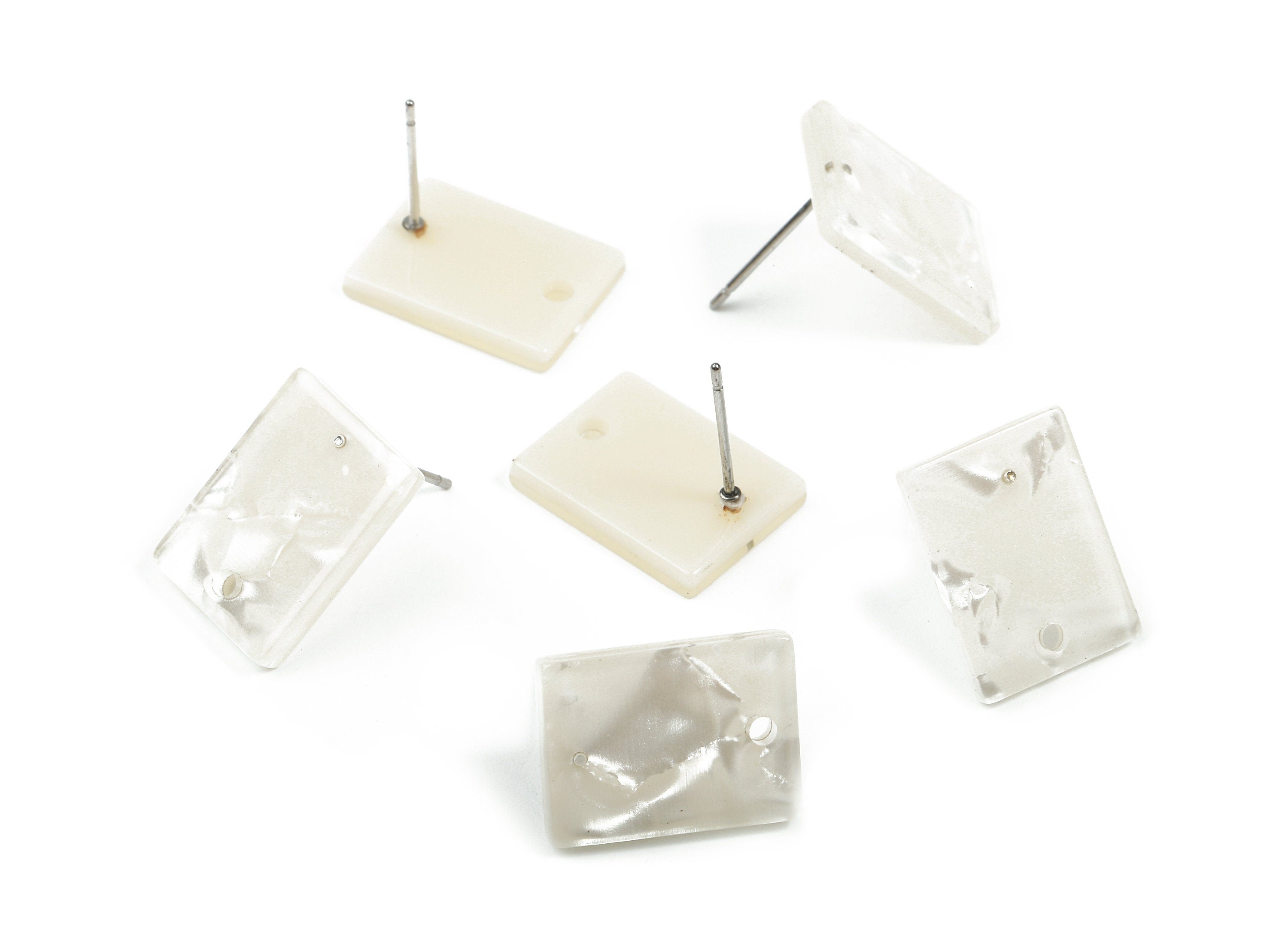 Acetate Rectangle Earring Stud - Rectangle Earring Post and Stud - Earring Findings - Color Code: A31 - 15.43x11.72x2.5mm- AC1663-A31 - DOMEDBAZAAR
