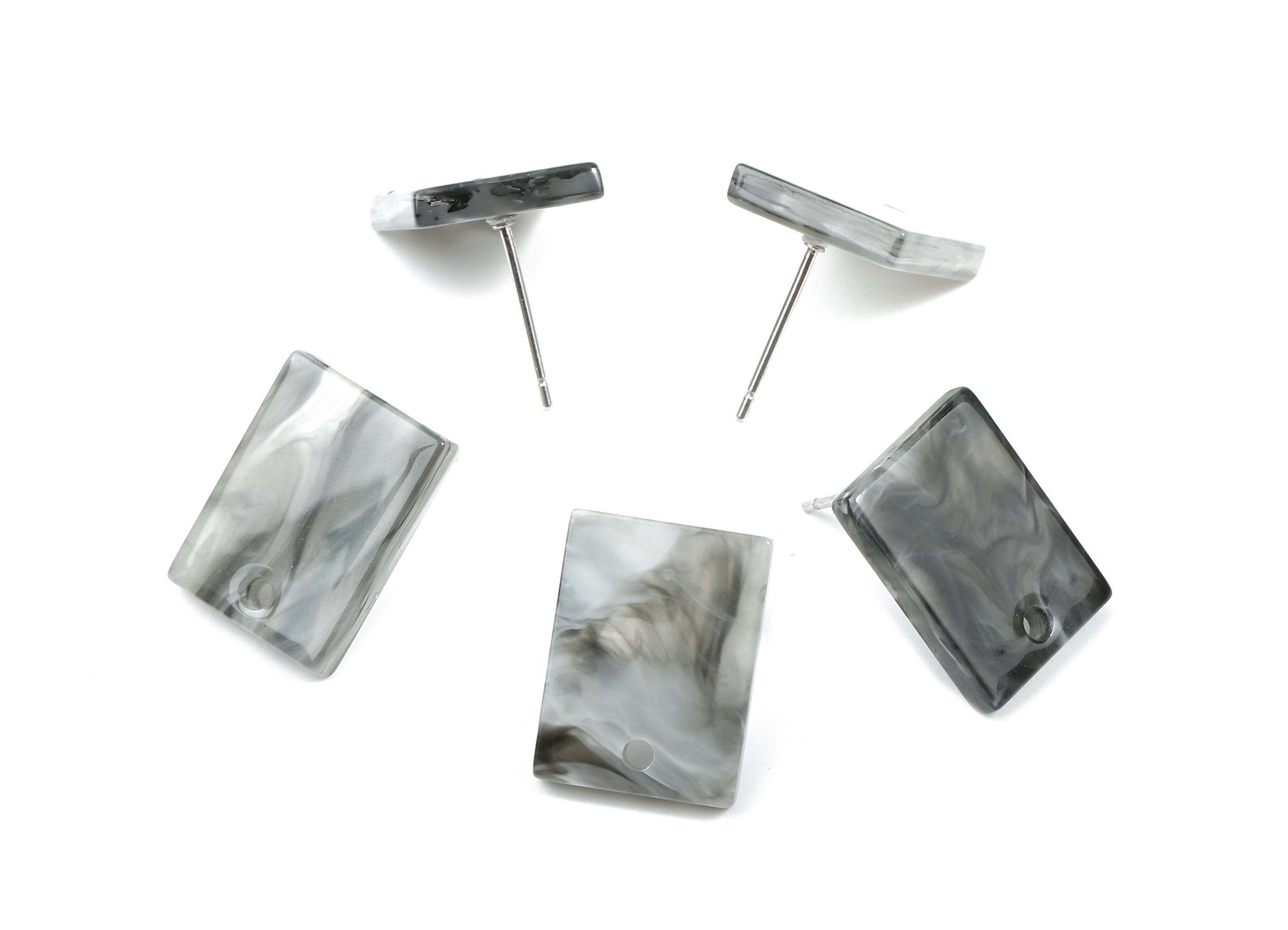 Acetate Rectangle Earring Stud - Rectangle Earring Post and Stud - Earring Findings - Color Code: A231 - 15.43x11.72x2.5mm- AC1663-A231 - DOMEDBAZAAR