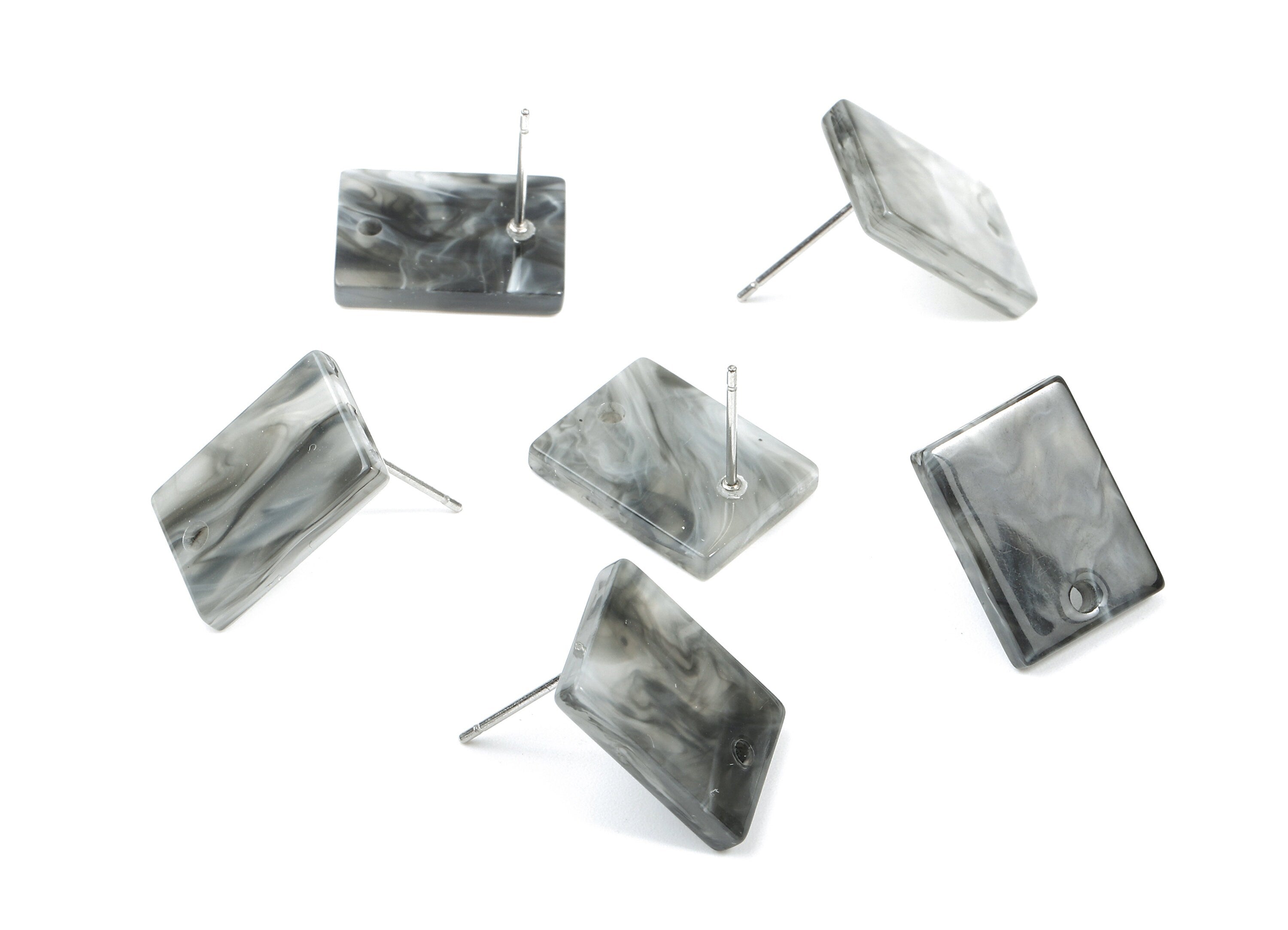 Acetate Rectangle Earring Stud - Rectangle Earring Post and Stud - Earring Findings - Color Code: A231 - 15.43x11.72x2.5mm- AC1663-A231 - DOMEDBAZAAR