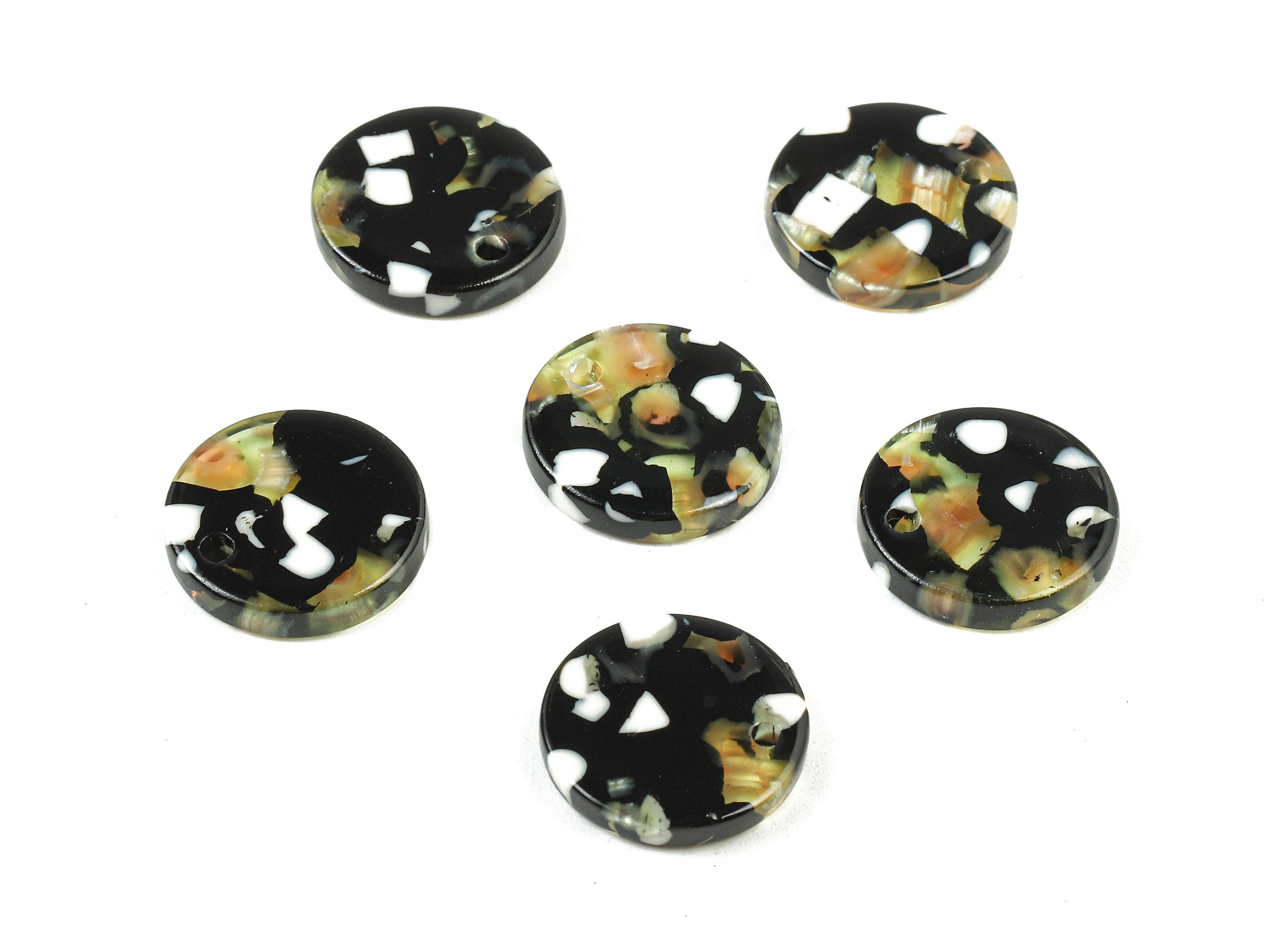 Acetate Round Charms - Round Earrings and Pendant - Earring Findings - Jewelry Supplies - Color Code:A193 - 14.73x14.73x2.48mm - AC1064-A193 - DOMEDBAZAAR