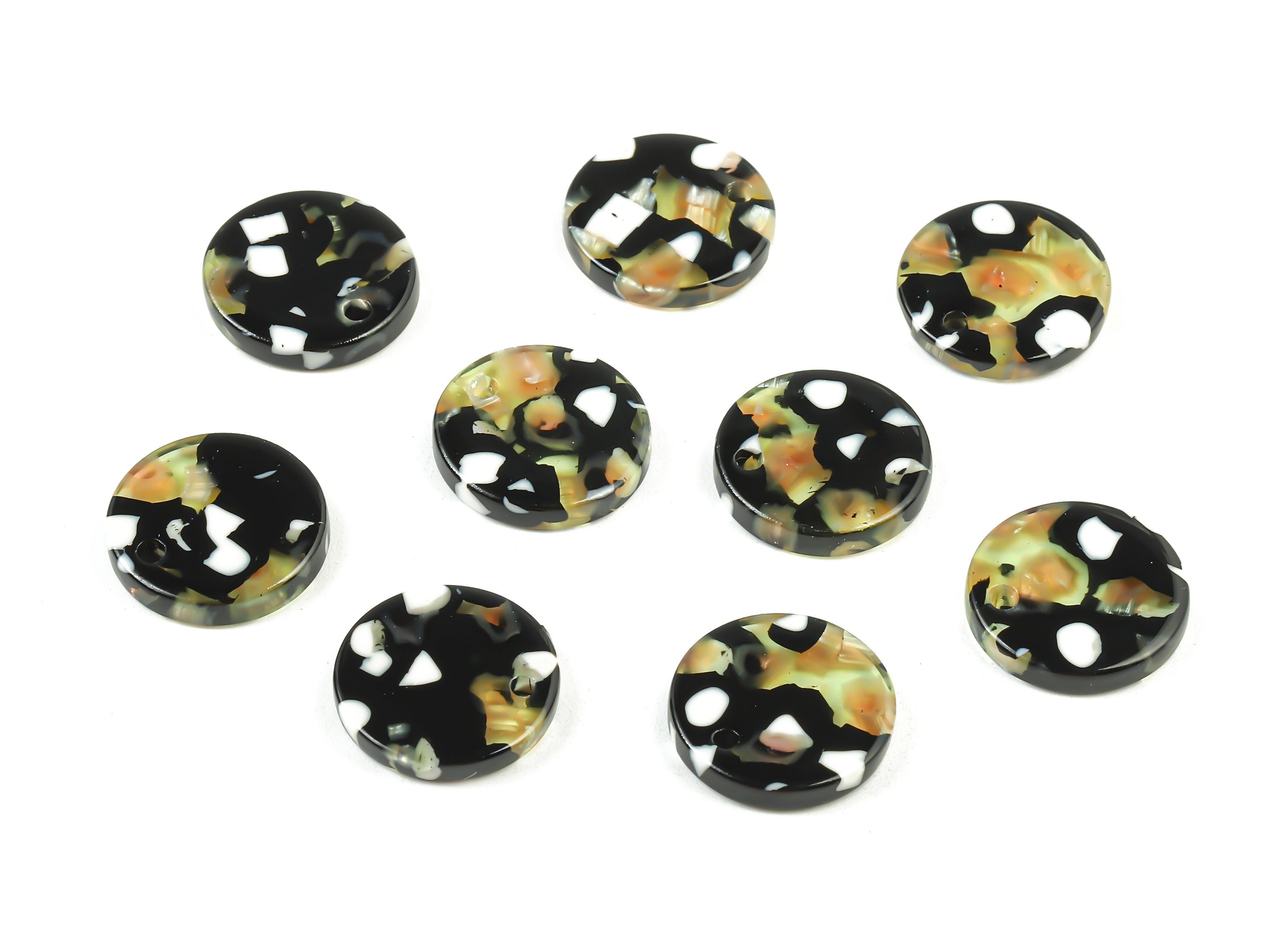 Acetate Round Charms - Round Earrings and Pendant - Earring Findings - Jewelry Supplies - Color Code:A193 - 14.73x14.73x2.48mm - AC1064-A193 - DOMEDBAZAAR