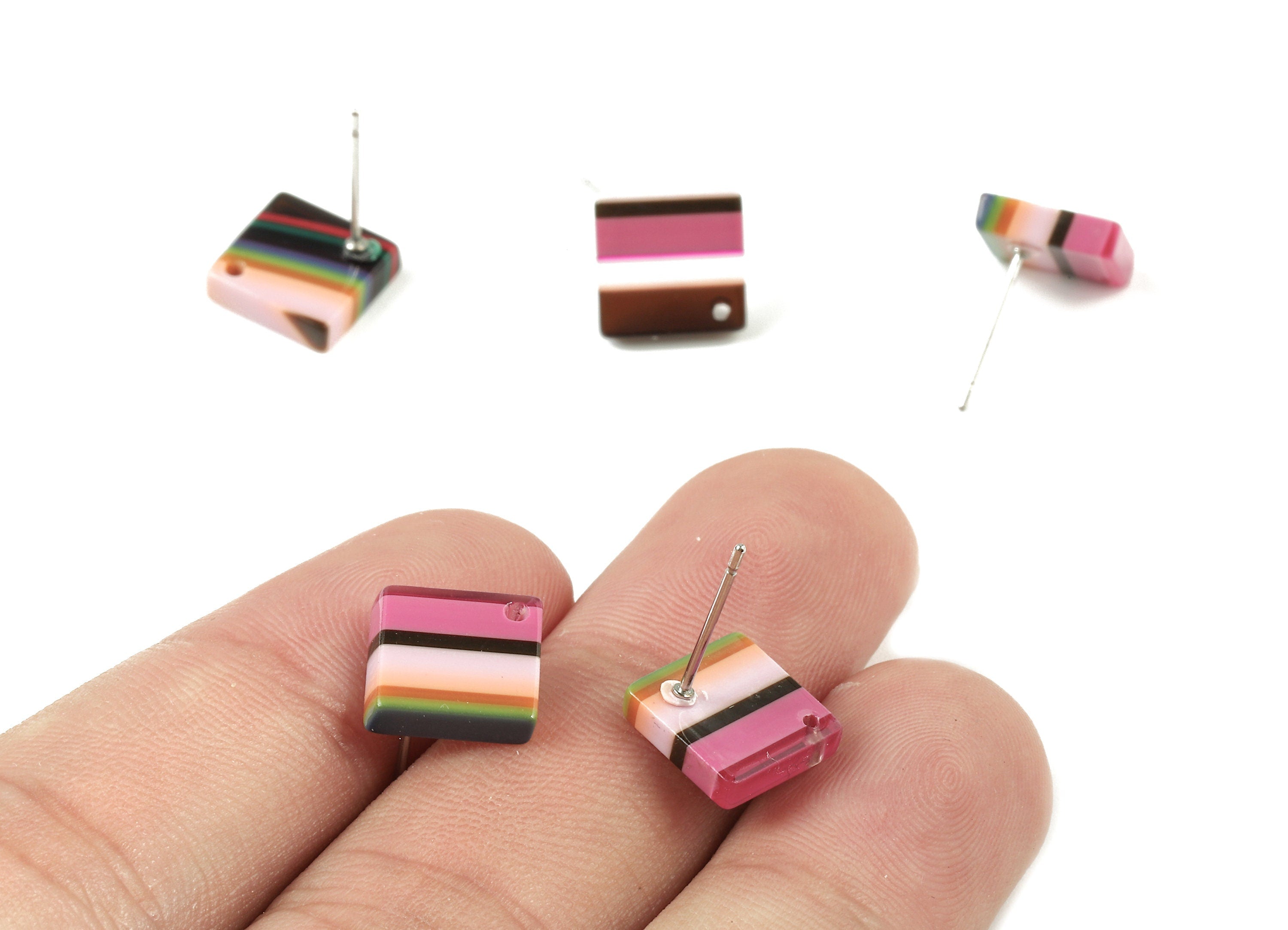 Acetate Square Earring Post - Acetate Square Earring Stud - Acetate Earring Post Findings - Color Code: A137 - 9.9x9.9x2.72mm - AC1205-A137 - DOMEDBAZAAR