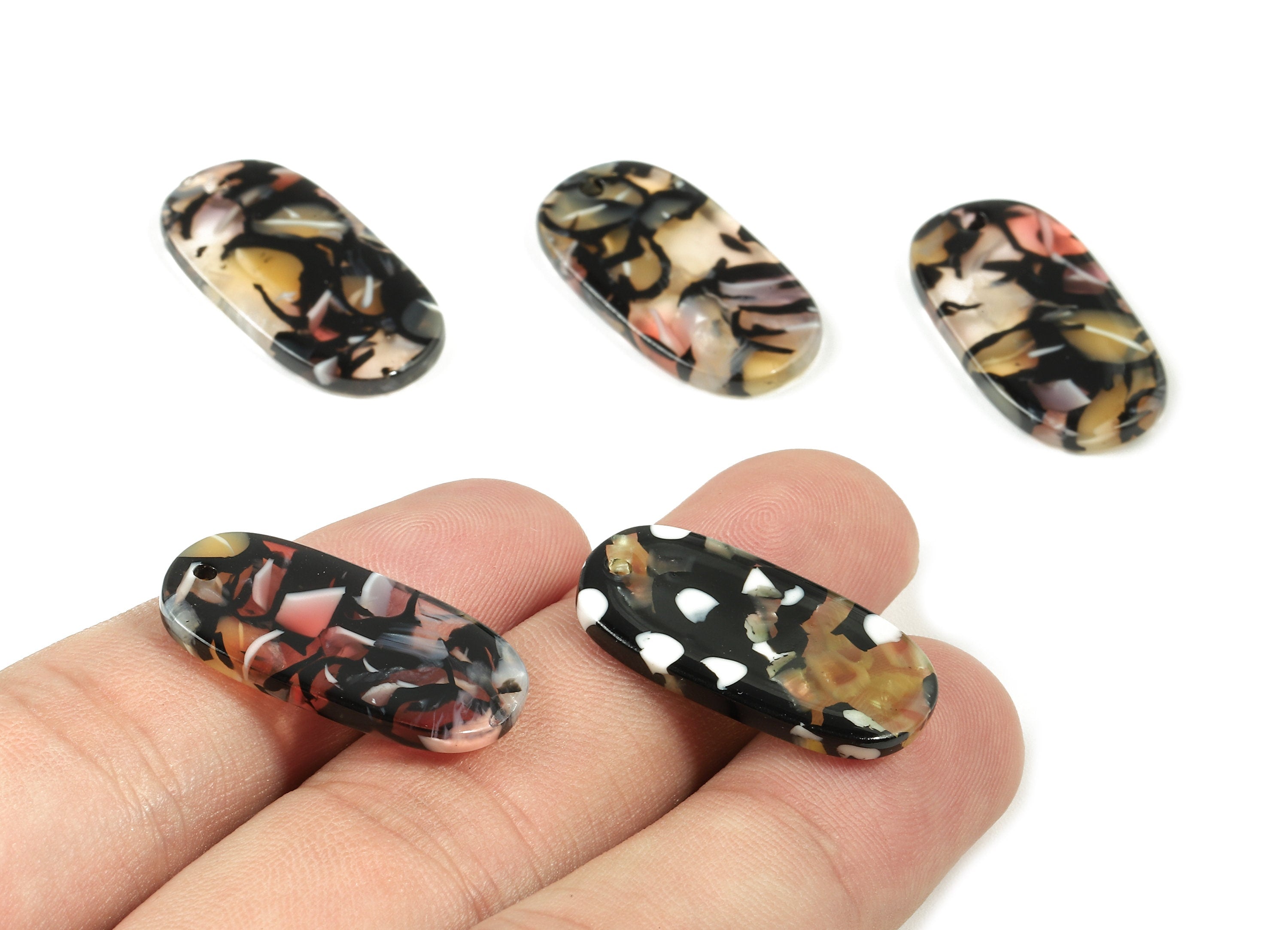 Acetate Oval Charms - Oval Earrings and Pendant - Earring Findings - Jewelry Supplys - Color Code:A343 - 26.38x14.11x2.63mm - AC1156-A343 - DOMEDBAZAAR