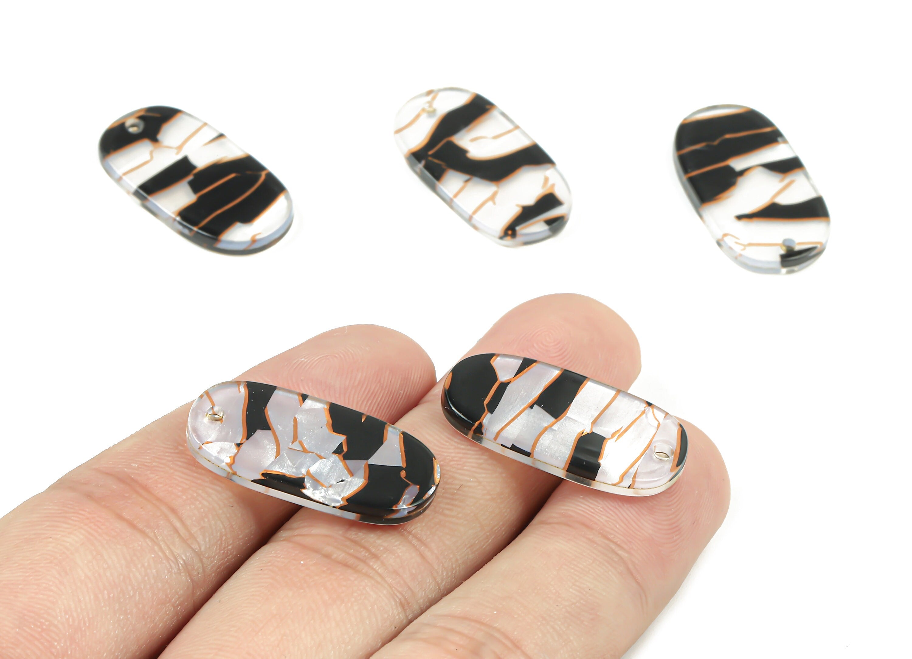 Acetate Oval Charms - Oval Earrings and Pendant - Earring Findings - Jewelry Supplys - Color Code: A403 - 26.38x14.11x2.63mm - AC1156-A403 - DOMEDBAZAAR