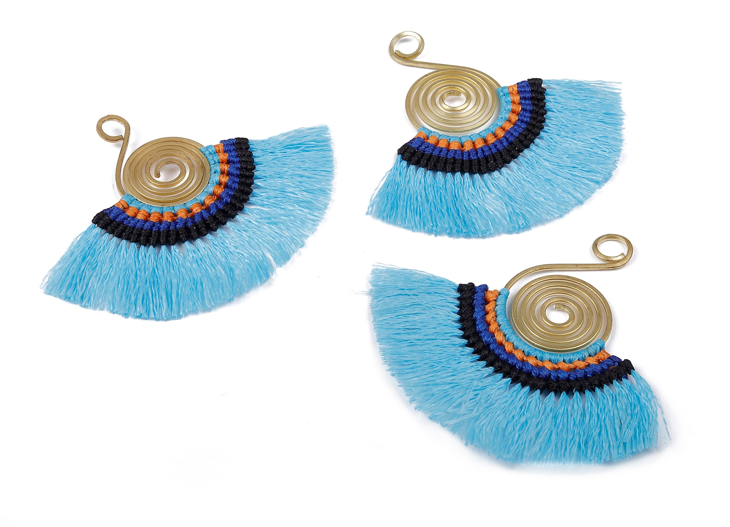 Fan Tassel Earring Charms with Brass - Tassel earring pendant - Fan Earrings Accessories - Jewelry Supplies - 81x69.19x3.34mm - TS1109 - DOMEDBAZAAR