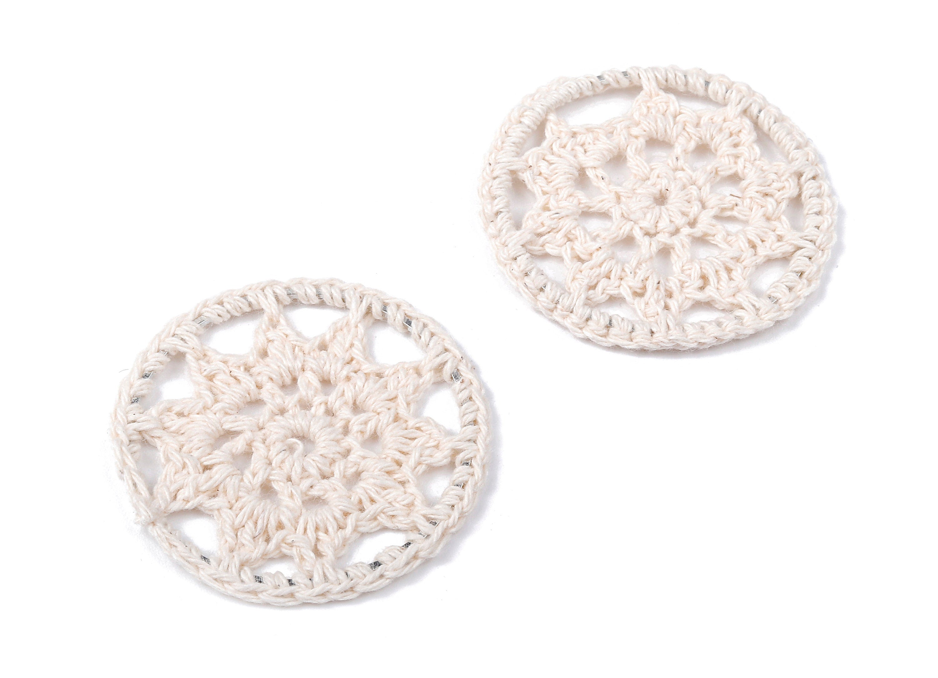 Crochet Round Earrings - Crochet Earrings and Pendant  - Knit weaving Earrings - Handmade Round Earrings - 43.28x43.28x1.99mm - TS1077 - DOMEDBAZAAR
