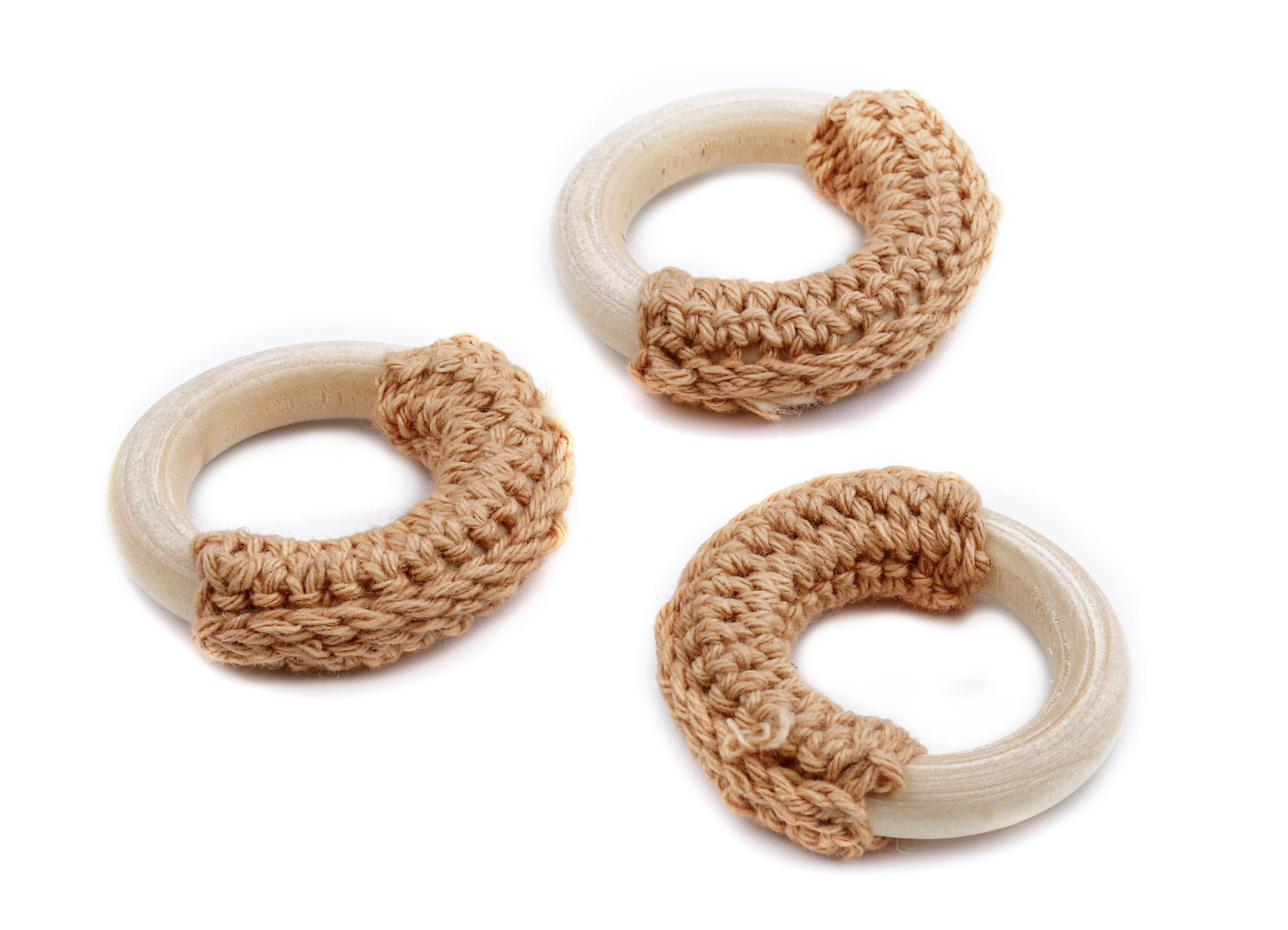 Crochet Circle Earrings - Crochet Earring with Ring Wooden - Knit weaving Earrings - Handmade Circle Earrings - 41.65x41.65x11.02mm - TS1068 - DOMEDBAZAAR