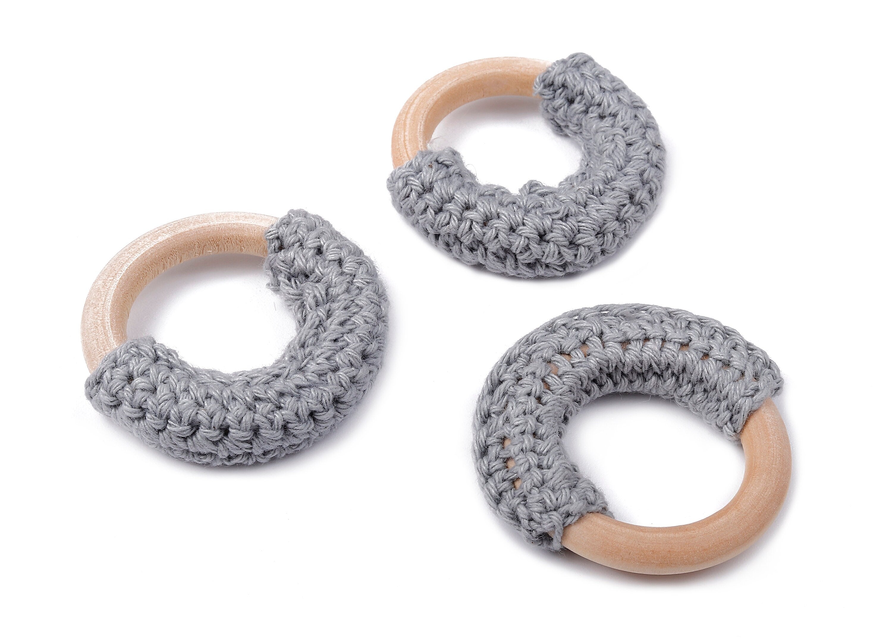 Crochet Circle Earrings - Crochet Earring with Ring Wooden - Knit weaving Earrings - Handmade Circle Earrings - 41.65x41.65x11.02mm - TS1065 - DOMEDBAZAAR