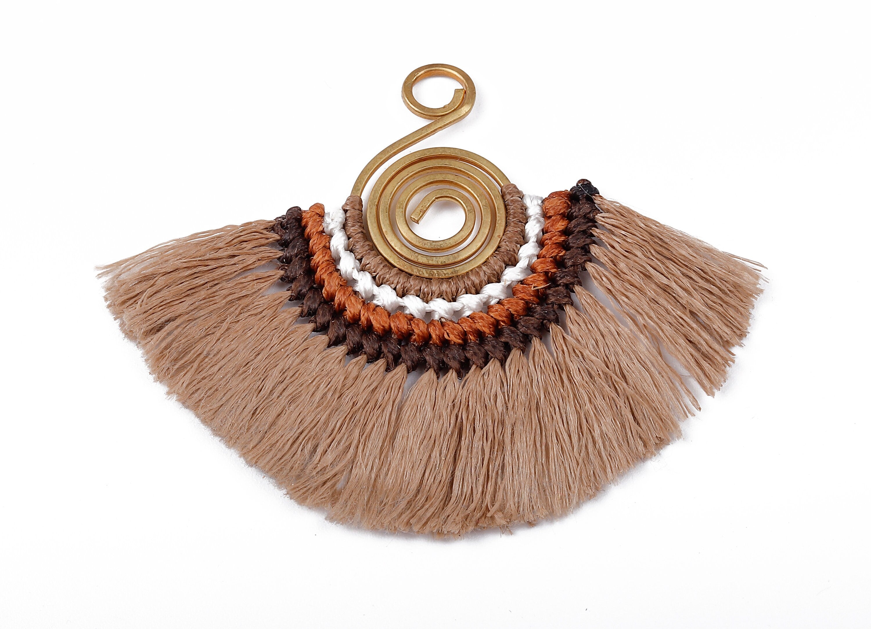 Fan Tassel Earring Charms with Brass - Tassel earring pendant - Fan Earrings Accessories - Jewelry Supplies - 81x69.19x3.34mm - TS1111 - DOMEDBAZAAR