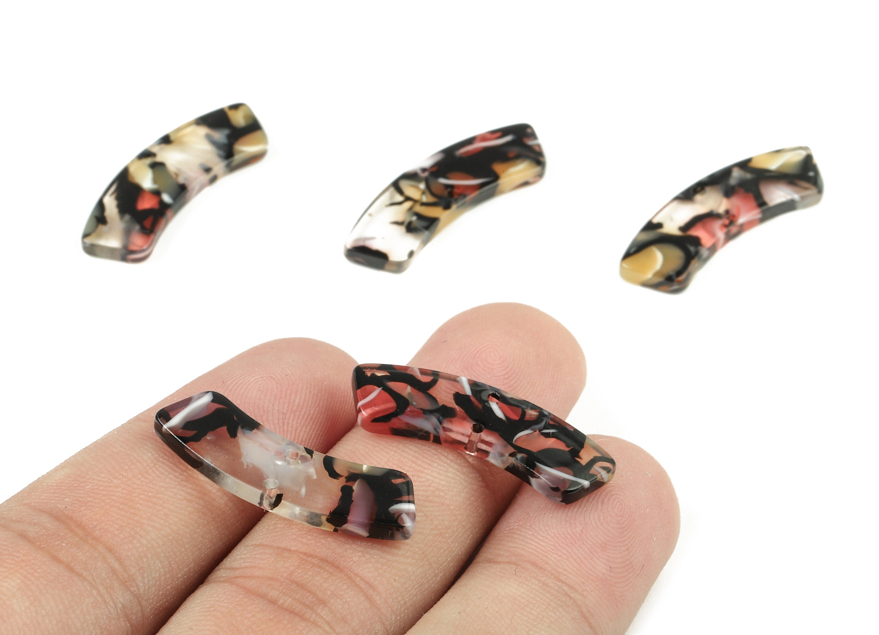 Acetate Connectors - Earrings and Necklace Connectors - bracelet Connectors - 2 Holes - Color Code: A343 - 27.91x8.04x2.63mm - AC1557-A343 - DOMEDBAZAAR