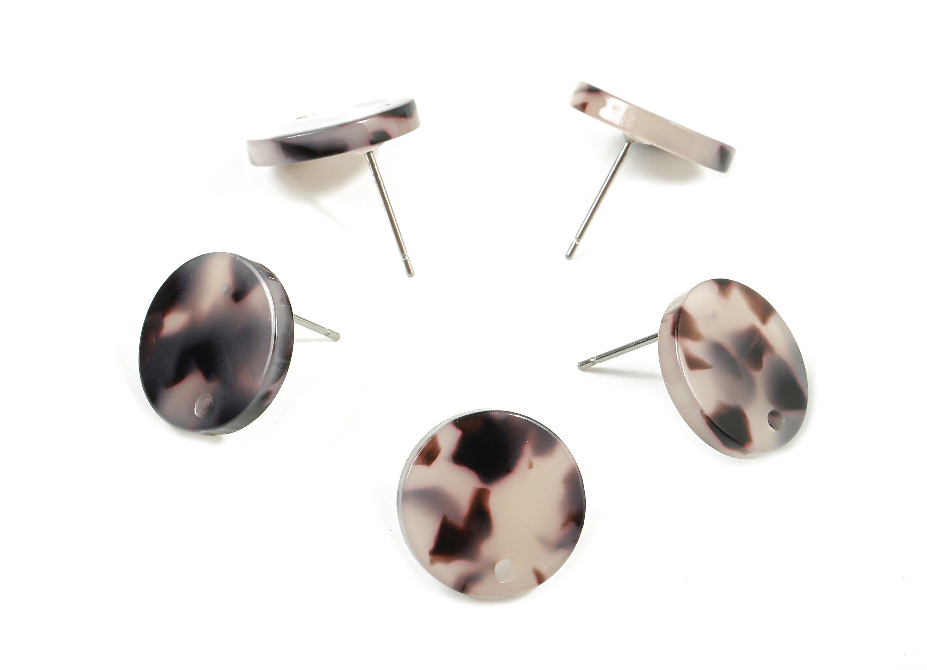 Acetate Round Earring Stud - Blonde Tortoise Shell Earring Post - Earring Stud Findings - Color Code: A06 - 14.84x14.84x2.49mm - AC1385-A06 - DOMEDBAZAAR