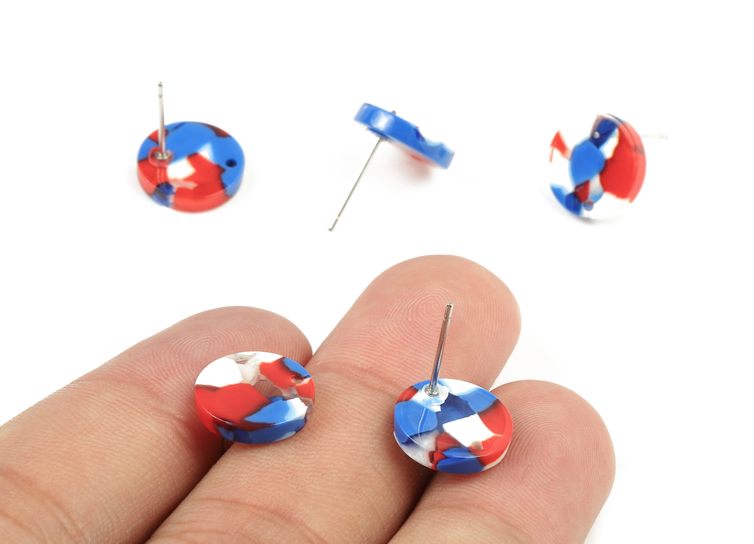 Acetate Round Earring Stud - Acetate Round Earring Post - Earring Post Findings - Color Code: A73 - 11.6x11.6x2.95mm - AC1139-A73 - DOMEDBAZAAR