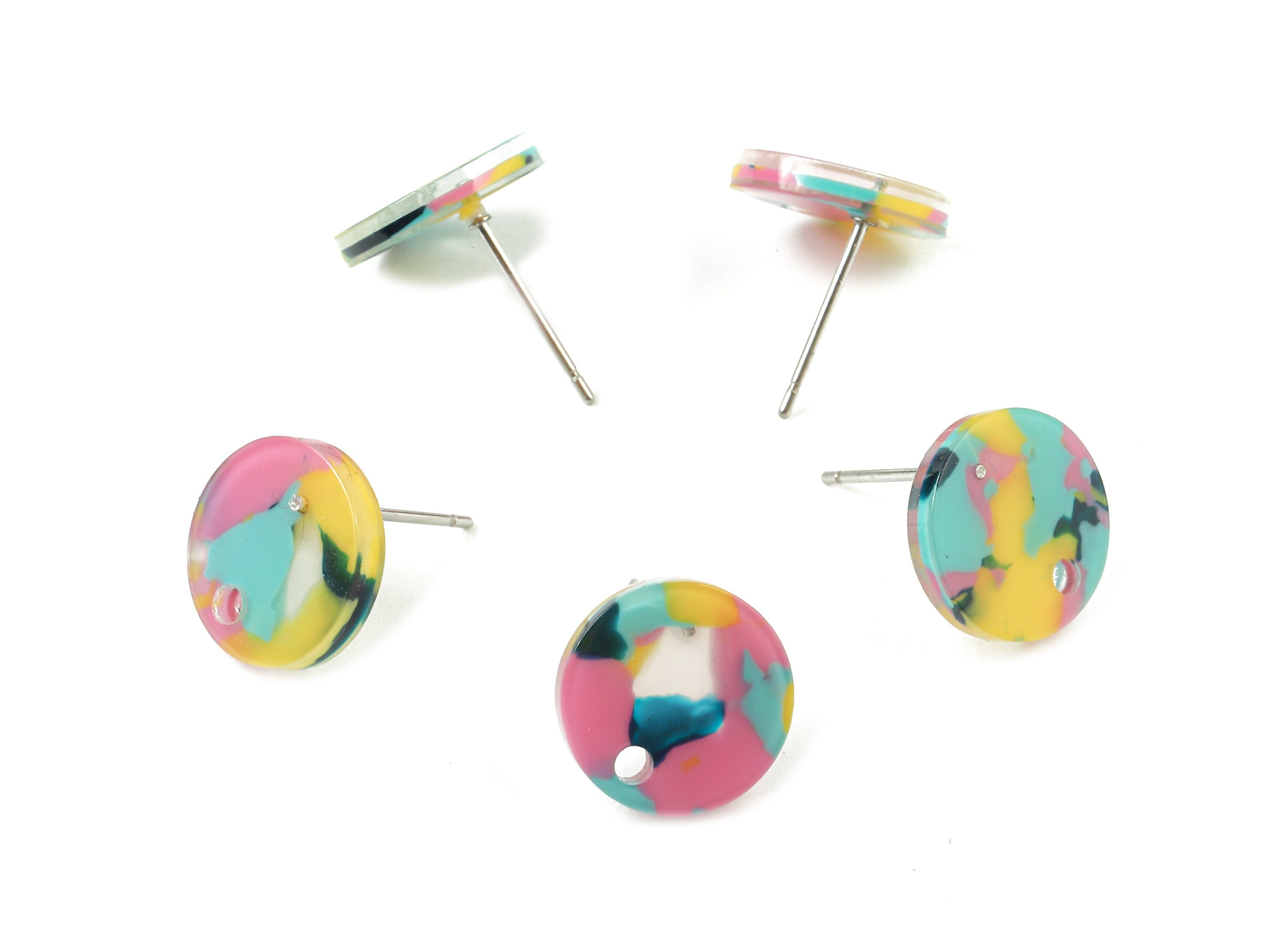 Acetate Round Earring Stud - Acetate Round Earring Post - Earring Post Findings - Color Code: A111 - 11.6x11.6x2.95mm - AC1139-A111 - DOMEDBAZAAR