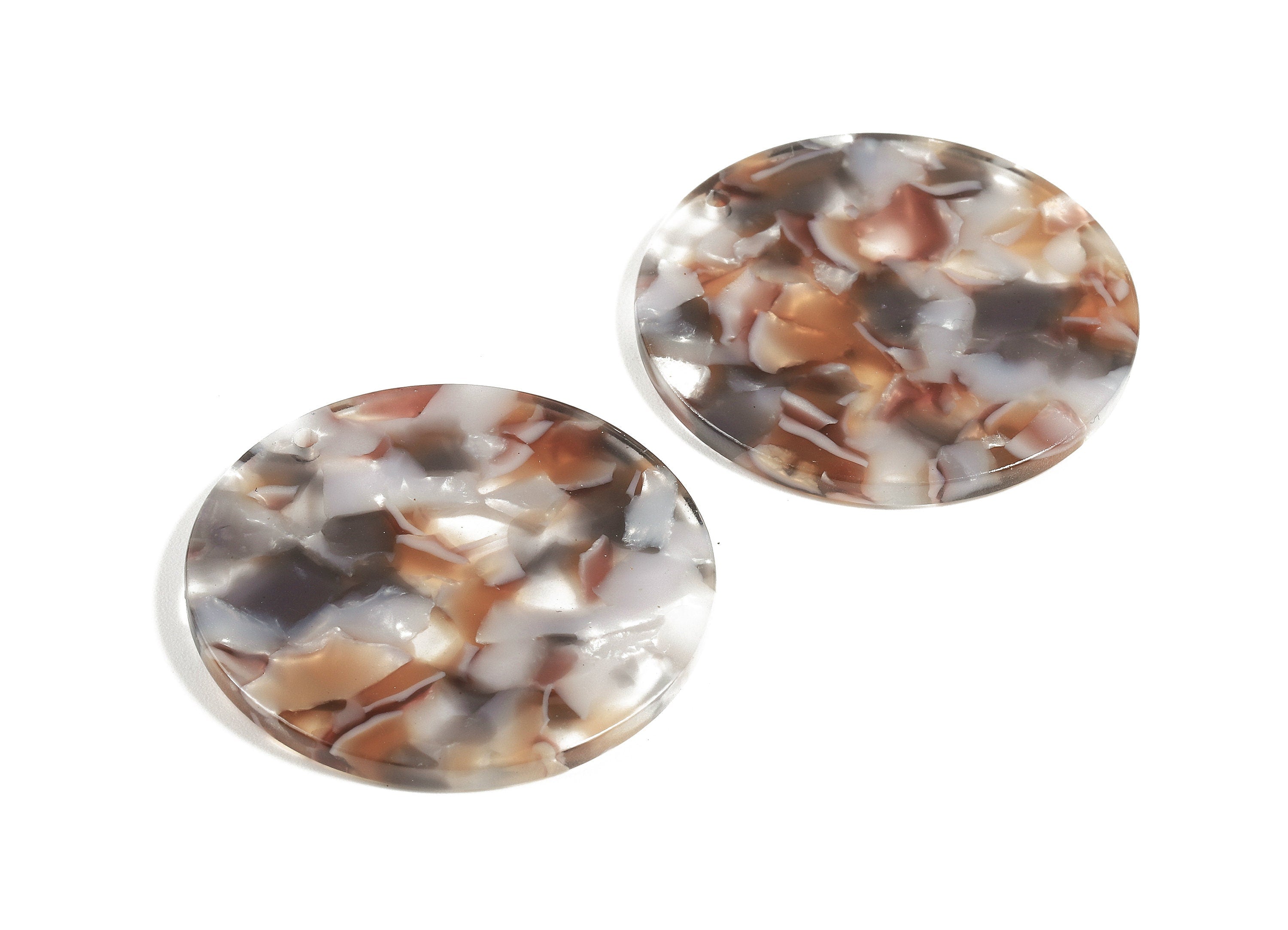 Acetate Round Charms - Coin Earrings and Pendant - Earring Findings - Jewelry Supplys - Color Code: A372 - 34.8x34.8x2.54mm - AC1135-A372 - DOMEDBAZAAR