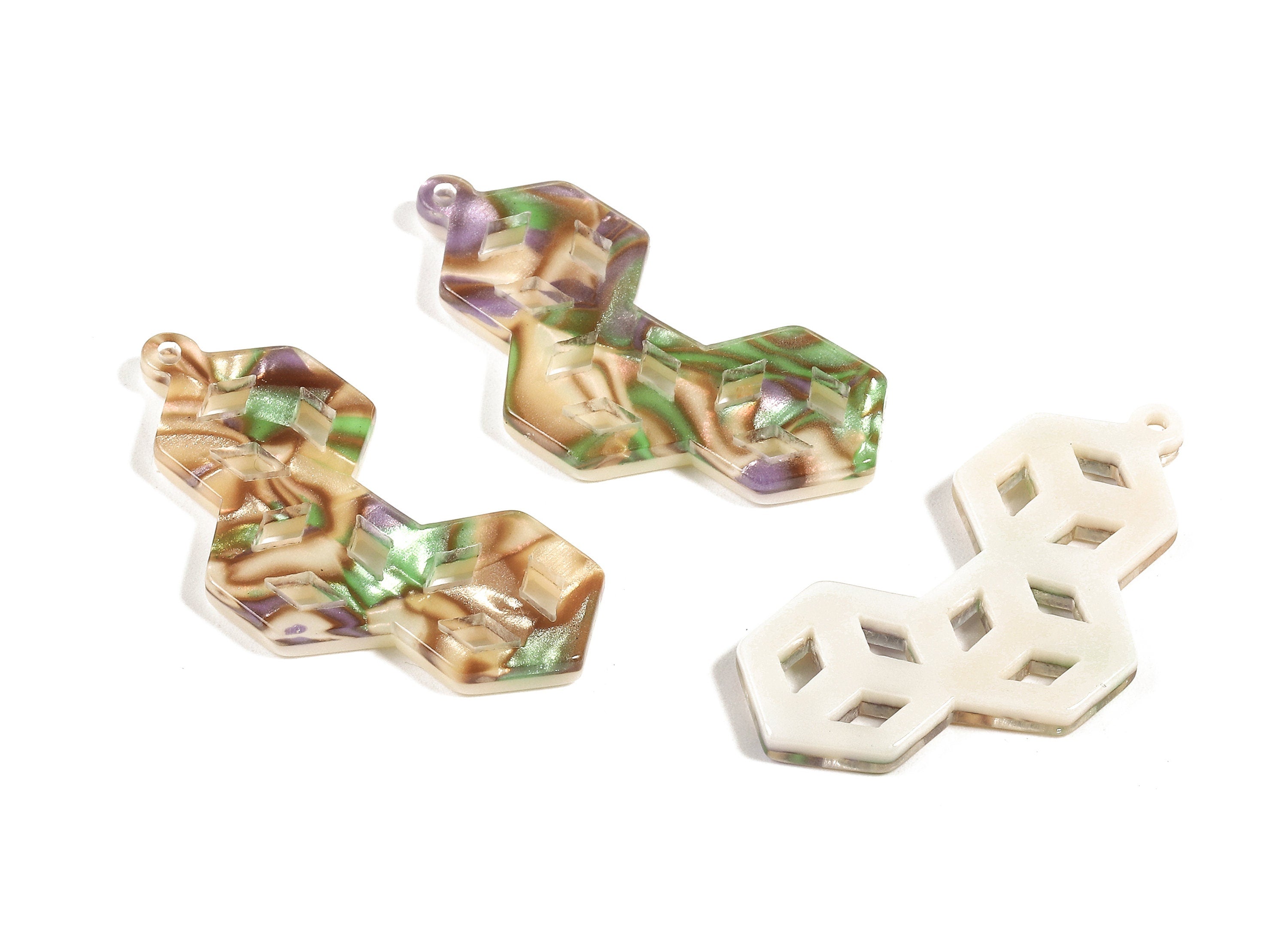 Acetate Honeycomb Charm - Honeycomb Earring and Pendant - Earring Finding - Color Code:A289 - 39.46x19.25x2.82mm - AC1718-A289 - DOMEDBAZAAR