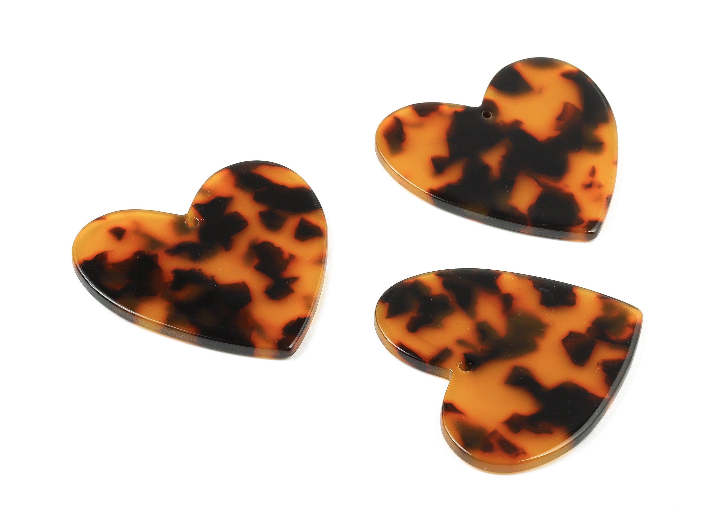 Acetate Heart Charms - Tortoise Shell Earrings - Heart Pendant - Jewelry Making Supplies - Color Code: A04 - 42.64x41.99x2.58mm - AC1746-A04 - DOMEDBAZAAR