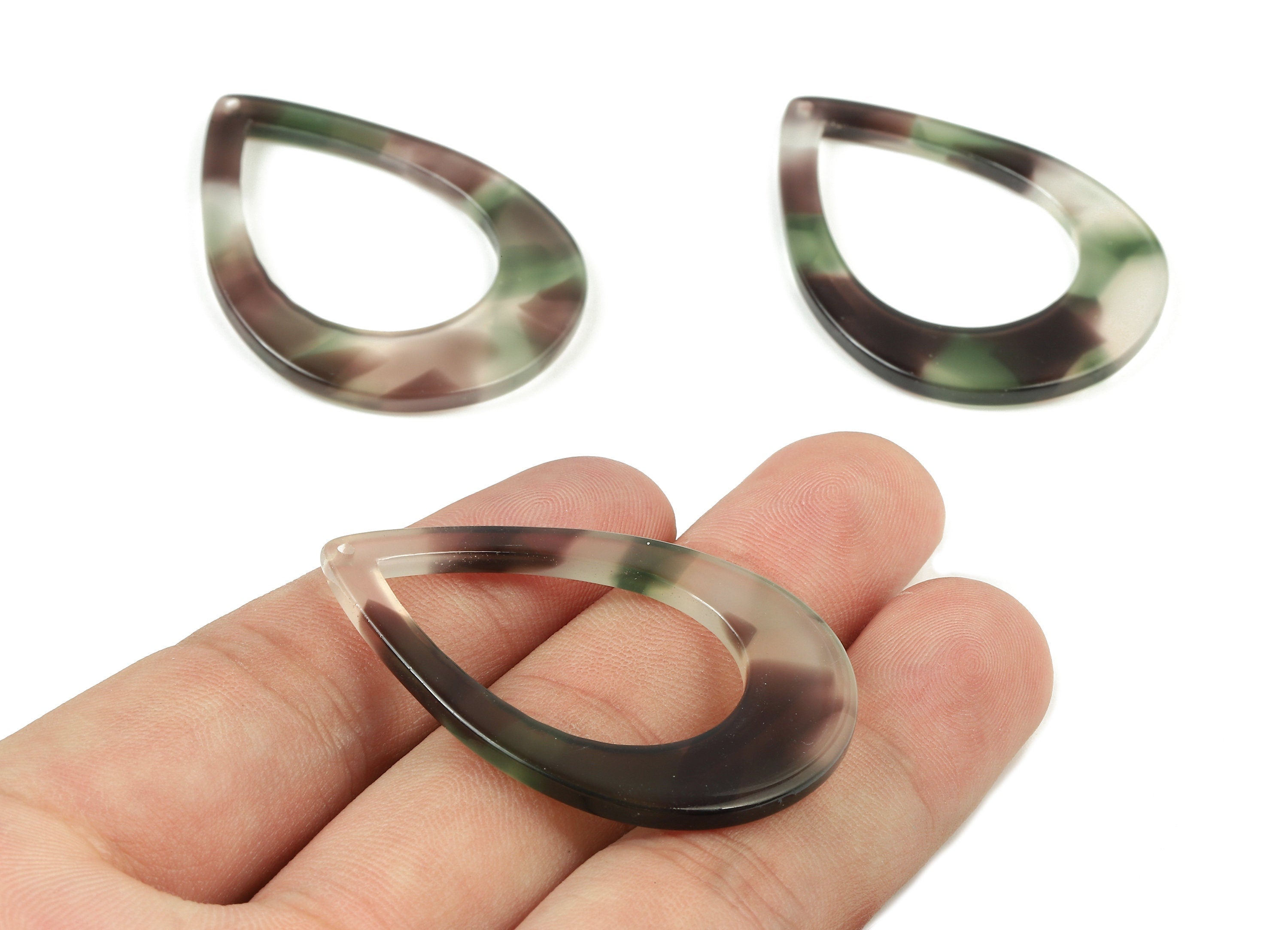 Acetate Drop Charms - Drop Earring and Pendant - Earring Findings - Jewelry Supplies - Color Code: A349 - 45.84x32.7x2.56mm - AC1022-A349 - DOMEDBAZAAR