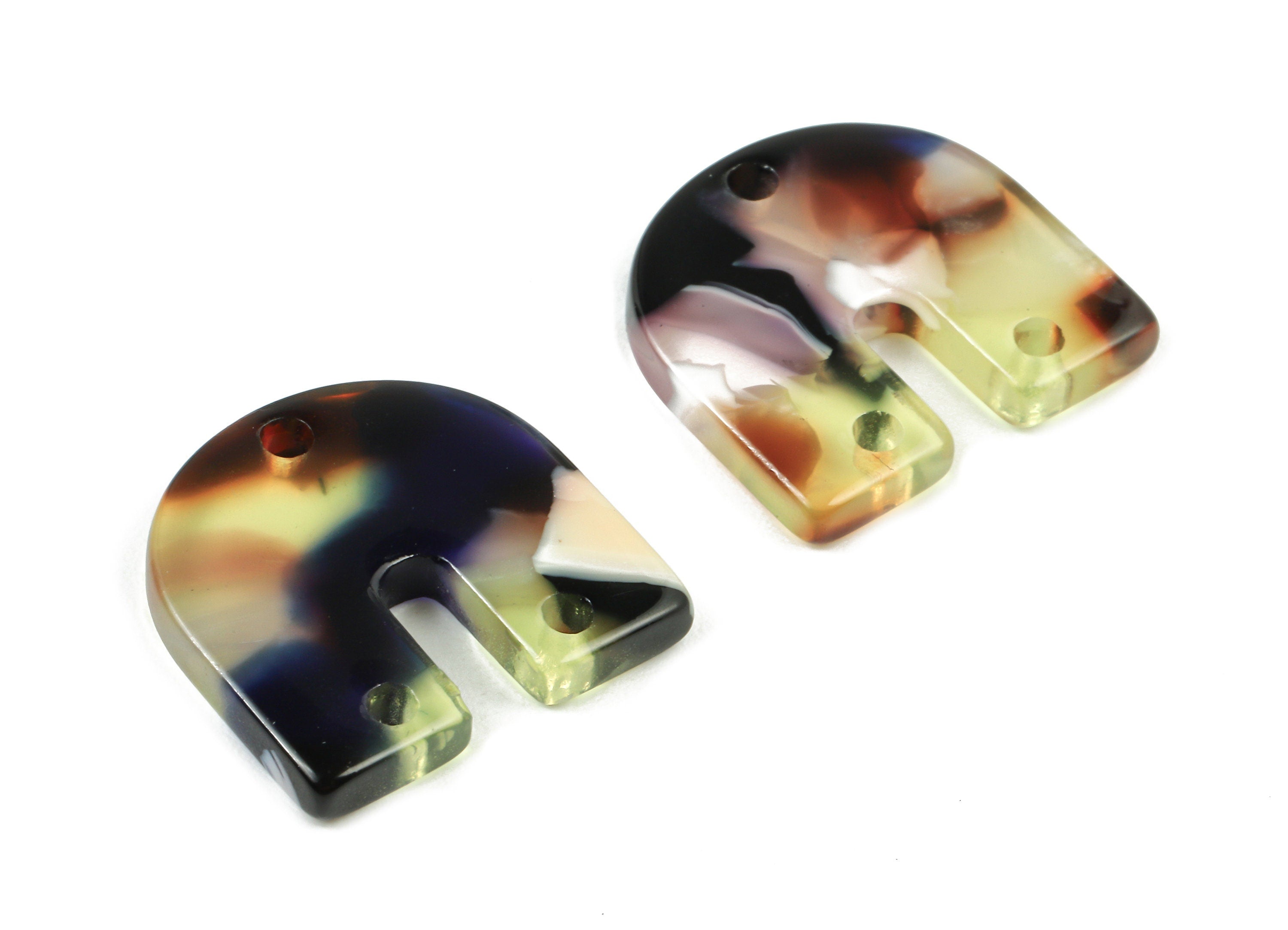 Acetate U Connectors with 3 Holes - Acetate U Earring and Pendant - Connector Findings - Color Code: A11 - 15.85x16.71x2.65mm - AC1353-A11 - DOMEDBAZAAR