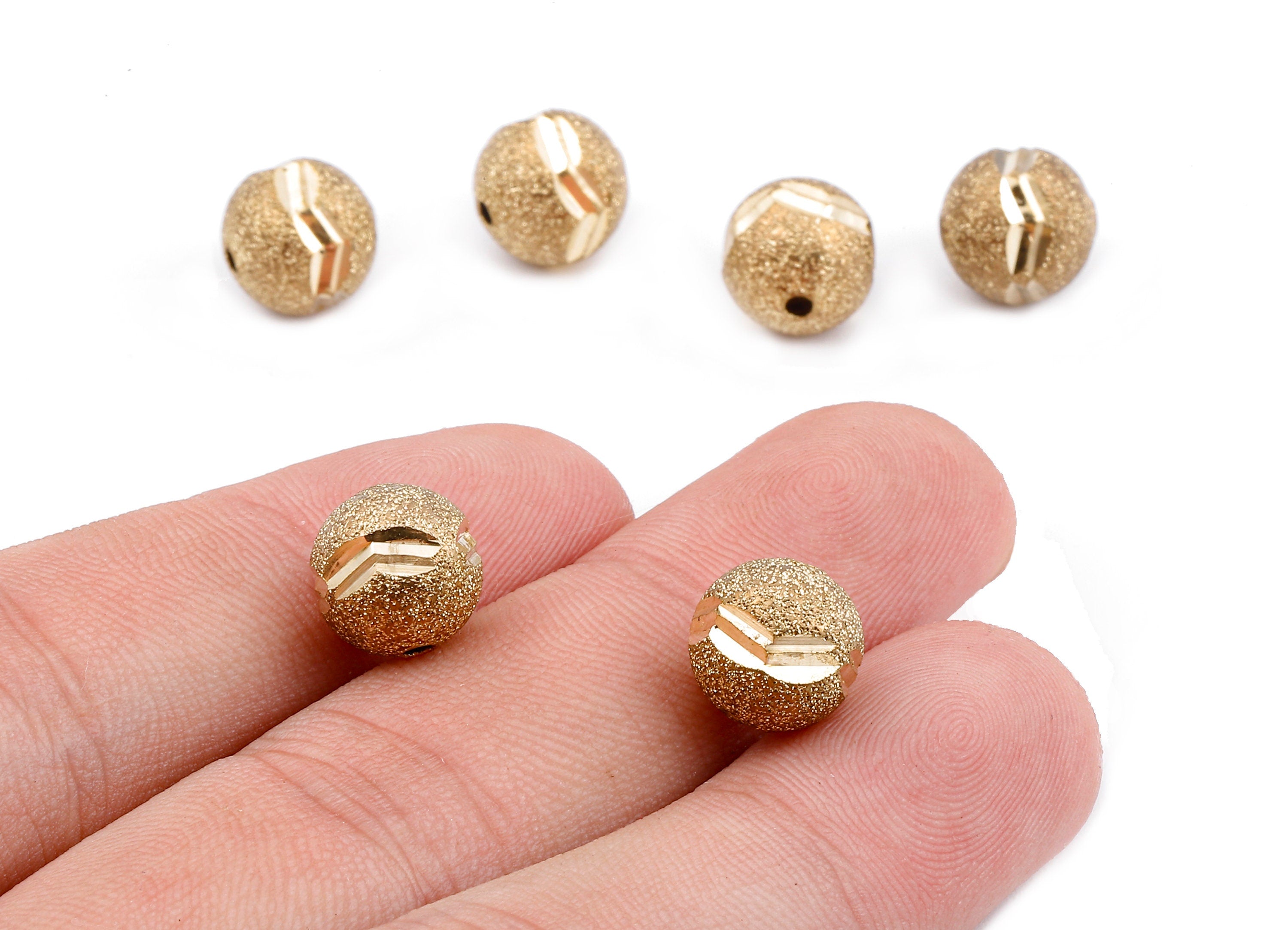 Brass Spacer Ball Beads Charms - Raw Brass Ball Earrings and Pendant - Earring Findings - Jewelry Supplies  - 10.07x7.76mm - PP2327 - DOMEDBAZAAR