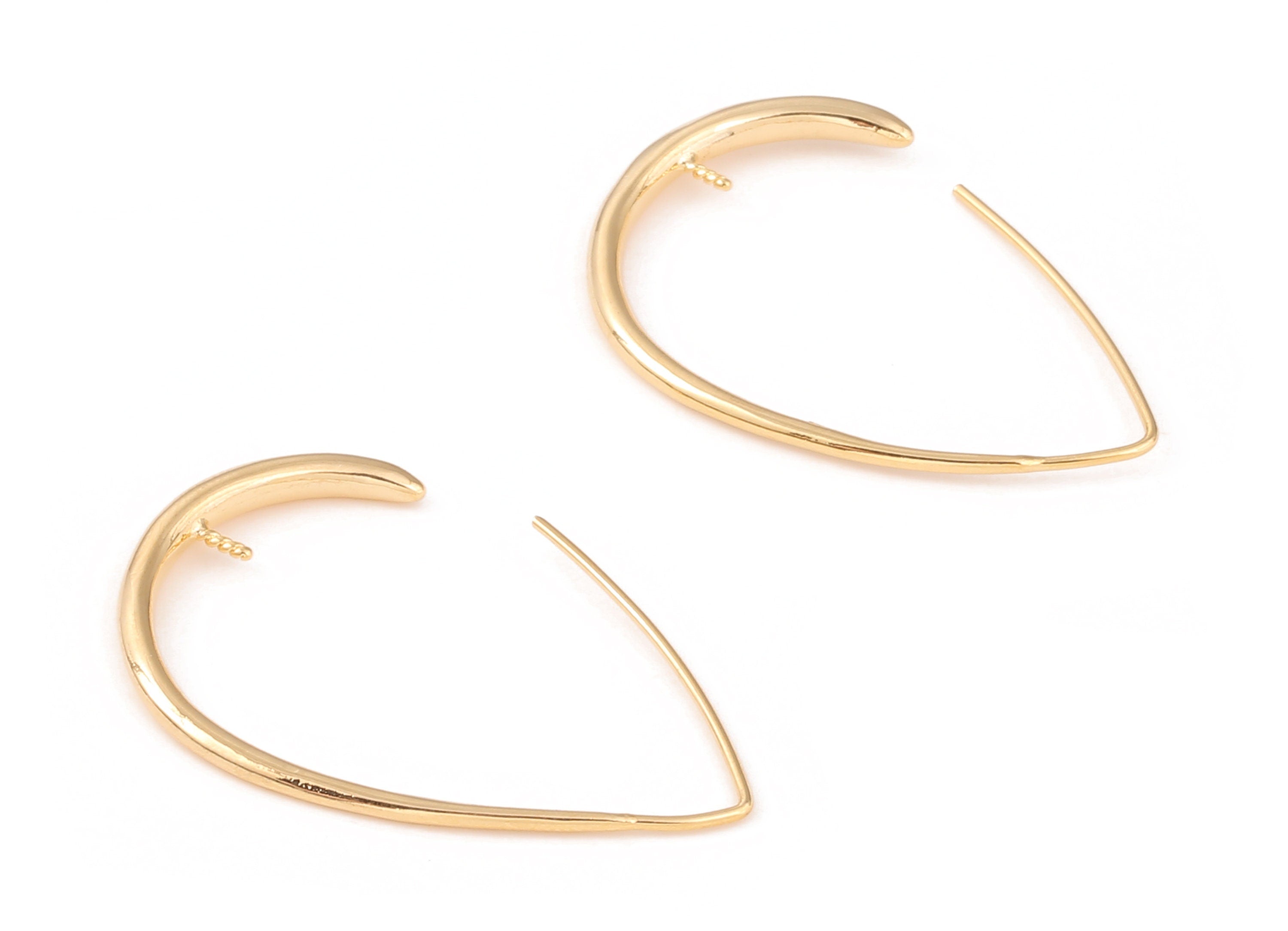 Brass Drop Earing Post - Brass Drop Earring Stud - 18K Real Gold Plated Brass - Jewelry Supplies - 36.41x25.57x2.71mm - RGP1063 - DOMEDBAZAAR