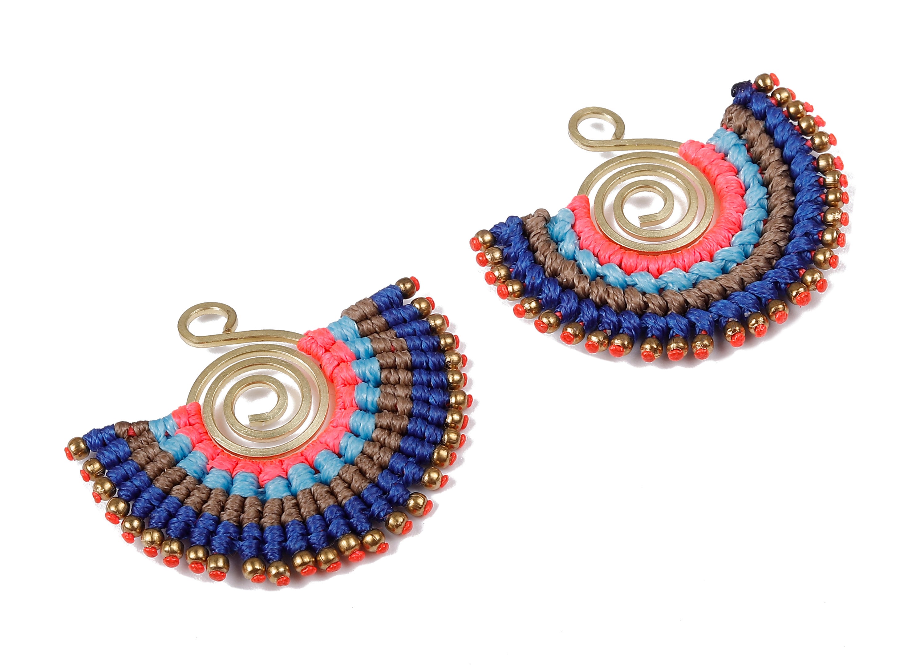 Fan Tassel Earring Charms with Beads - Tassel earring pendant - Fan Earrings Accessories - Jewelry Supplies - 42.79x36.38x3.29mm - TS1117 - DOMEDBAZAAR