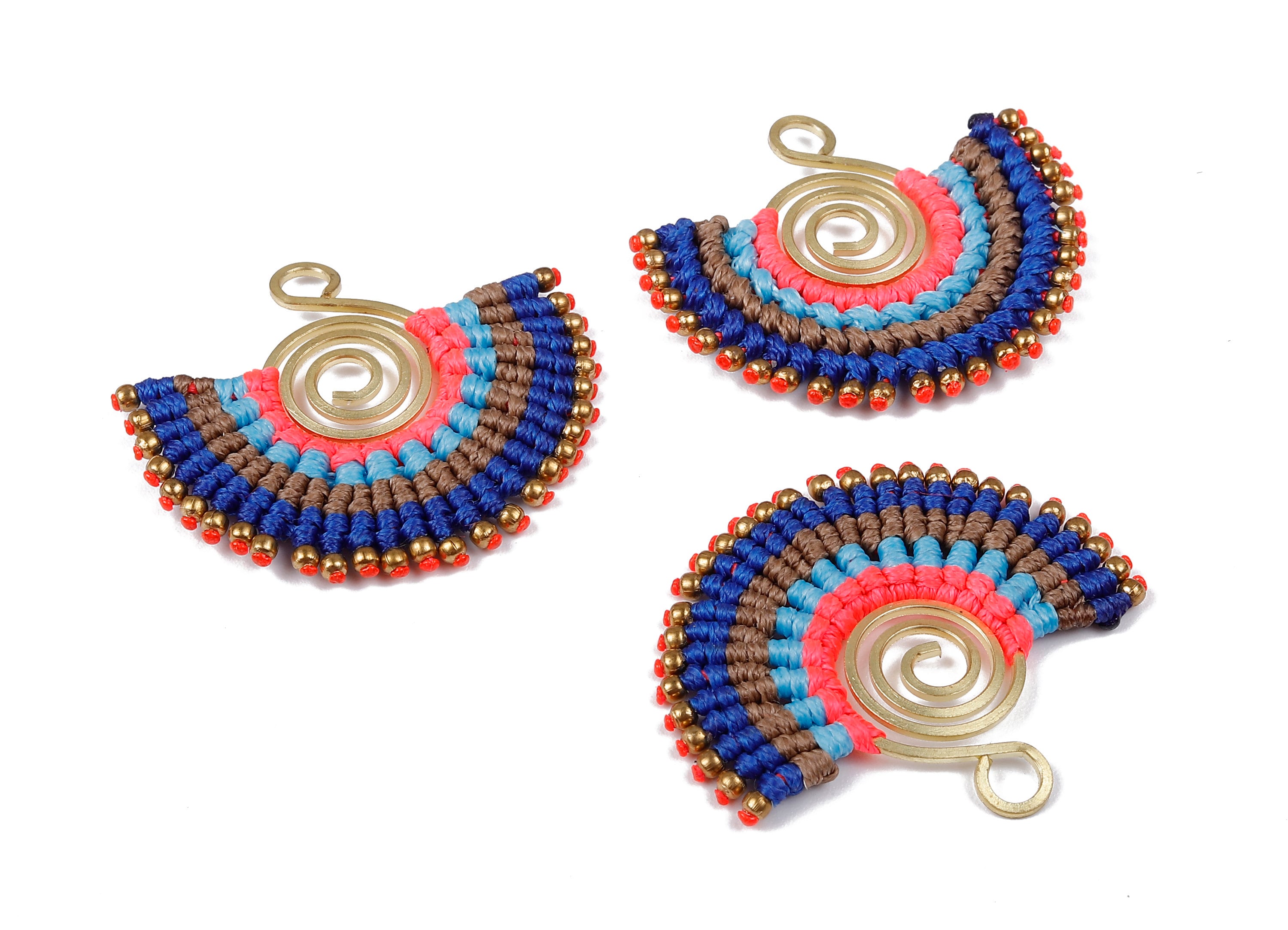 Fan Tassel Earring Charms with Beads - Tassel earring pendant - Fan Earrings Accessories - Jewelry Supplies - 42.79x36.38x3.29mm - TS1117 - DOMEDBAZAAR