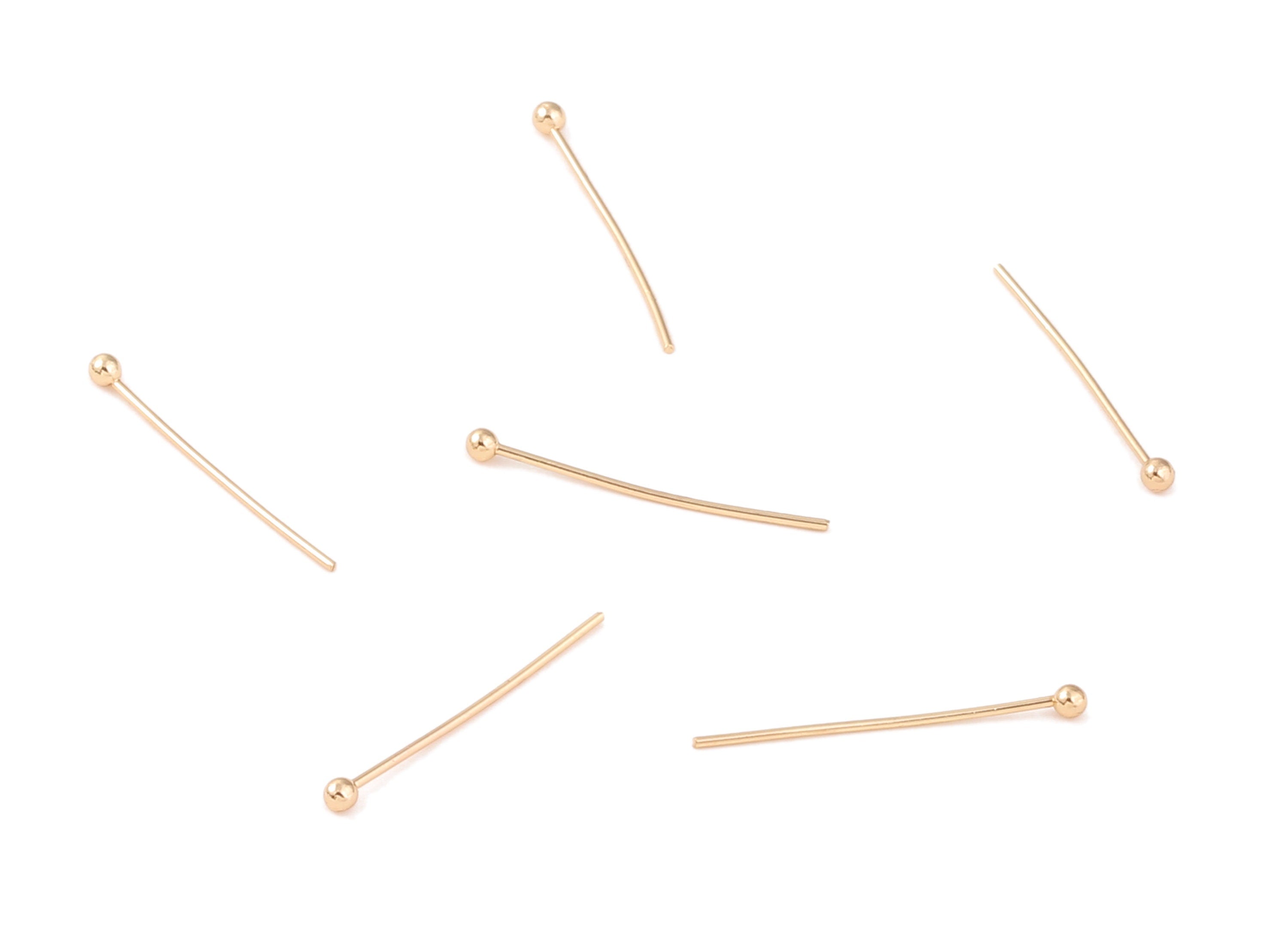 Brass Ball Earring Pin - Brass Ball Earring Post - 18K Real Gold Plated Brass Ball Stud - Jewelry Supplies - 20.22x0.59mm- RGP1231 - DOMEDBAZAAR